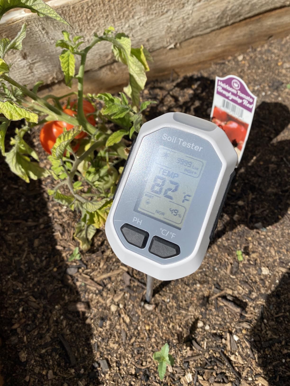 4-in-1 Soil Moisture Meter, Digital Plant Temperature/Soil Moisture Test & PH Meter/Sunlight Intensity, Backlight LCD Display for Gardening, Farming and Outdoor Plants customer photo 1