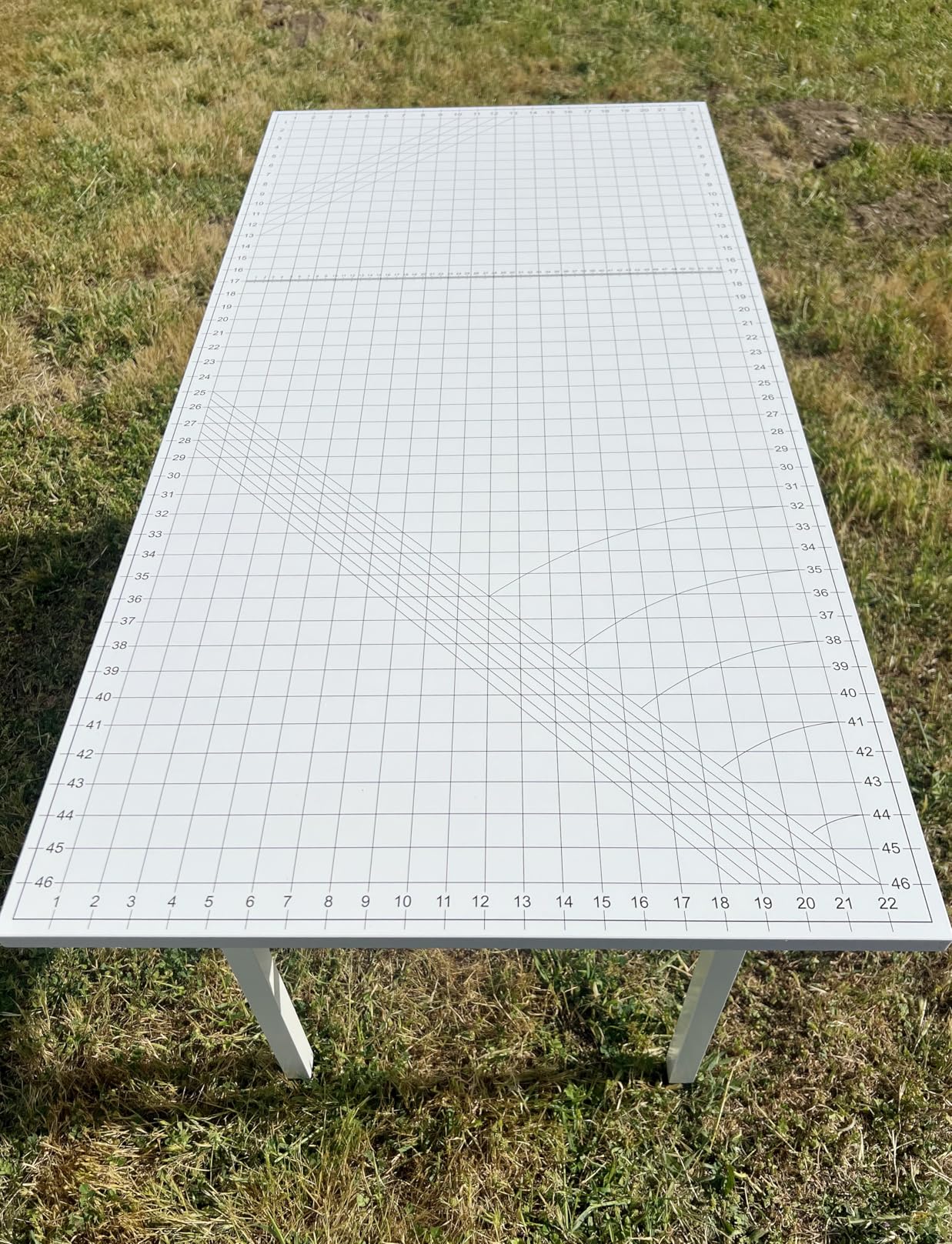 Crutello Fabric Cutting Table for Sewing Room - 48x24 inch Grid Top Folding Craft Table for Adults - Steel Folding Storage Legs for Sewing Machine, Hobby and Crafting Room - Patent Pending customer photo 1