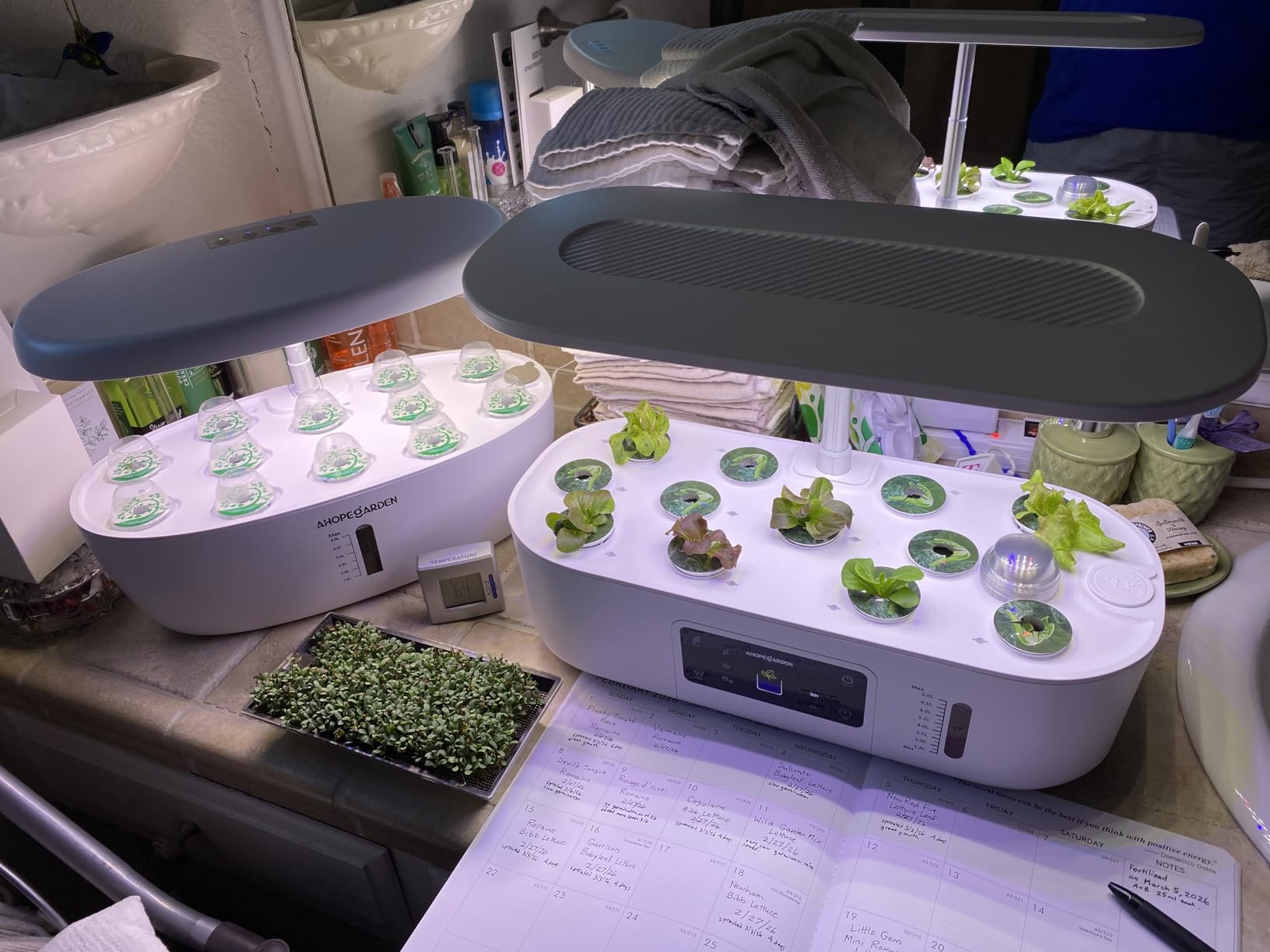 Ahopegarden Hydroponics Growing System Kit Indoor Herb Garden with Grow Light 12 Pods, with LCD Touch Panel Hydroponic Planter, Planting Height Up to 17