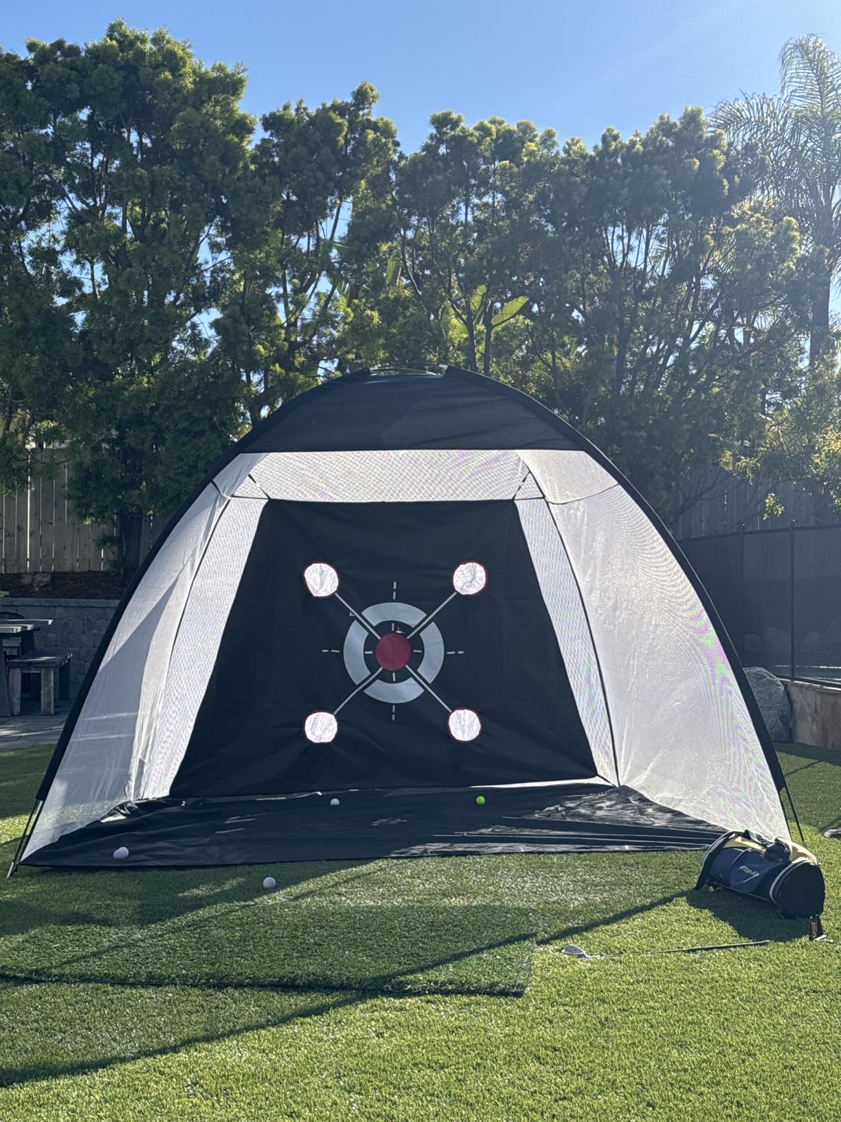 Golf Net with Practice Mat,Golf Hitting Aid Nets 10x7FT for Backyard Driving Chipping Training Swing with Target Mat Balls for Outdoor Indoor，Gifts for Men Dad Him and Golfer customer photo 1