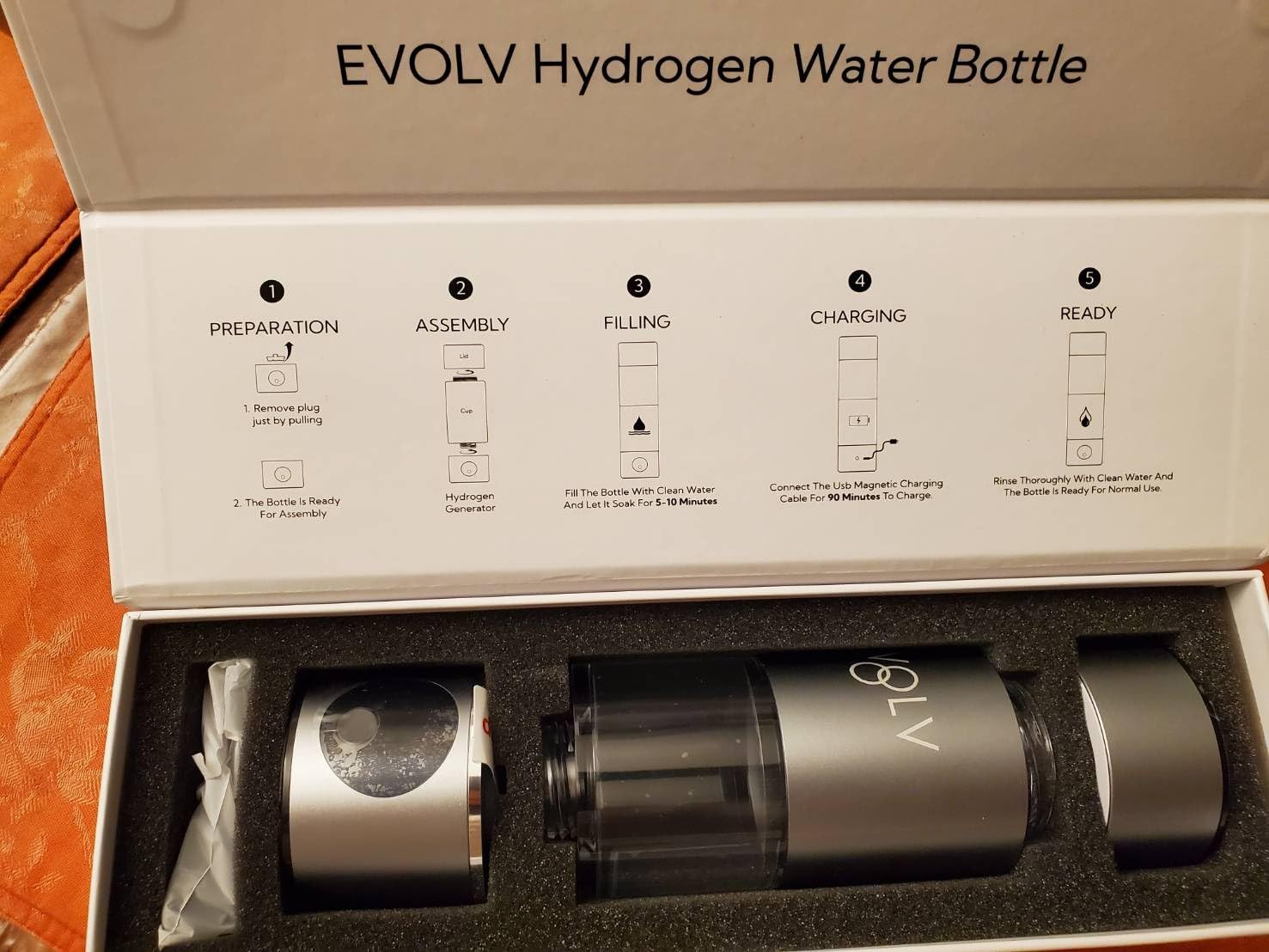 EVOLV Hydrogen Water Bottle Generator - SPE & PEM Water Ionizer 5PPM, Highest Concentrated Dose - 8oz Hydrogenated Water Bottle for Improved Energy & Inflammation Support customer photo 2