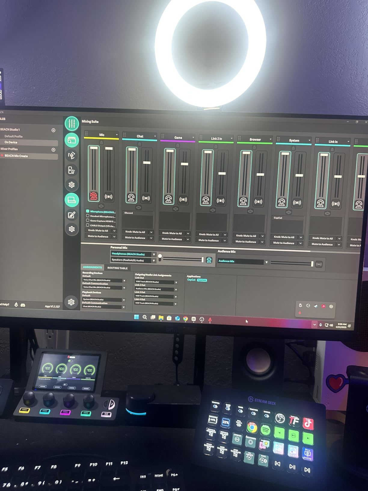 BEACN Studio - USB XLR Audio Interface for Creators, built in DSP mic chain, ultra-low-noise preamp, mutli-channel dual PC and console USB-C connections, for Streaming, Gaming, and Podcasting (White) customer photo 1