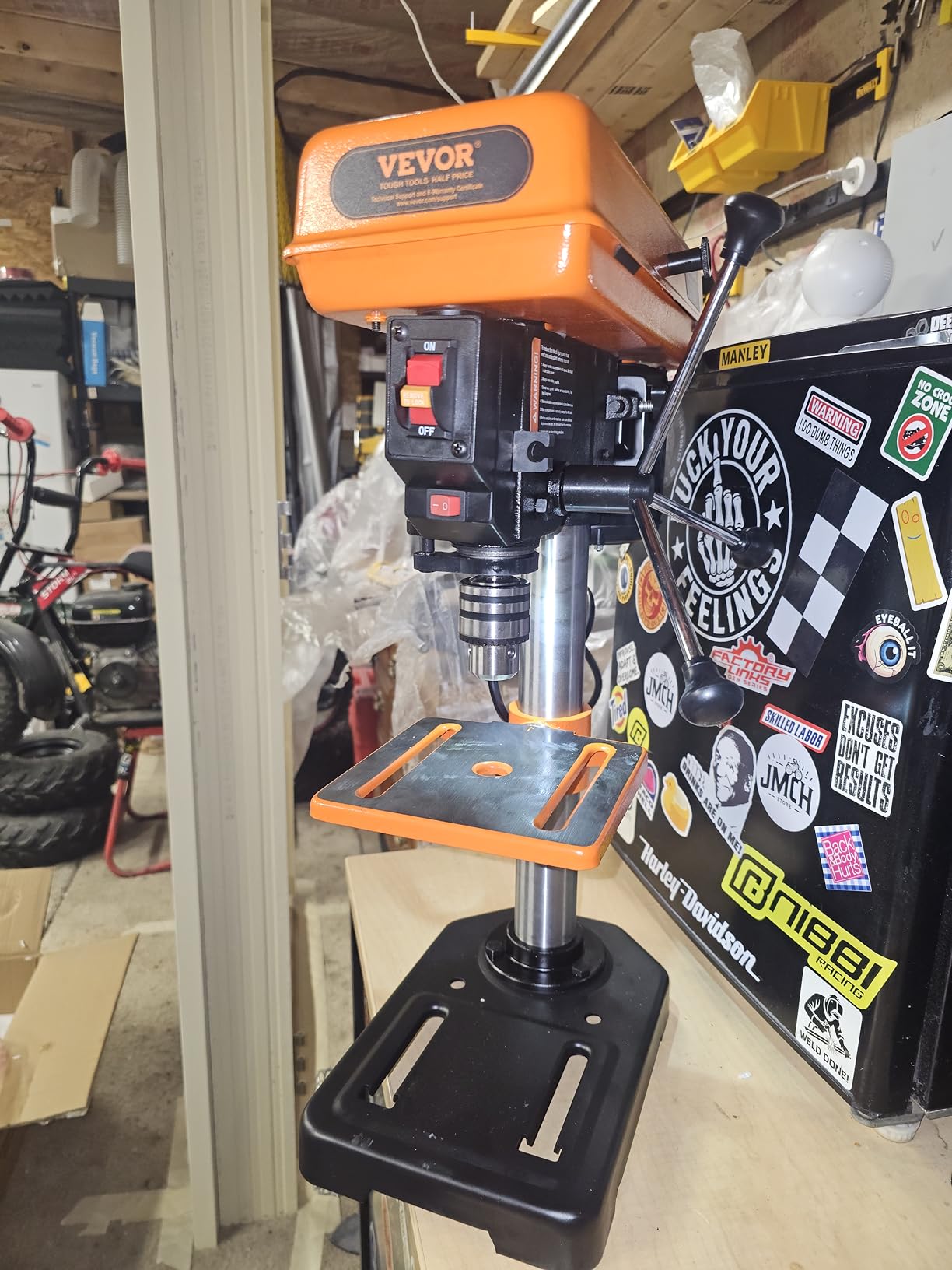 VEVOR 8 in Benchtop Drill Press, 2.5A Induction Motor, Tabletop Drilling Machine with 750/1140/1740/2340/3200 RPM Adjustable Speed, 0-45° Tilting Worktable, LED Work Light, for Wood Metal customer photo 1