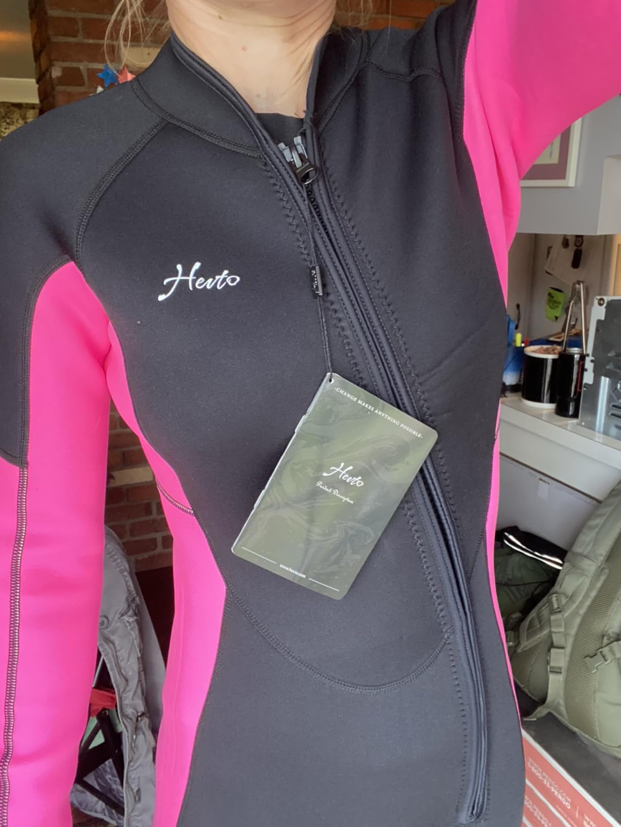Hevto Women Wetsuit 3/2mm Neoprene Wet Suit Keep Warm in Cold Water for Surfing Swimming Diving customer photo 2