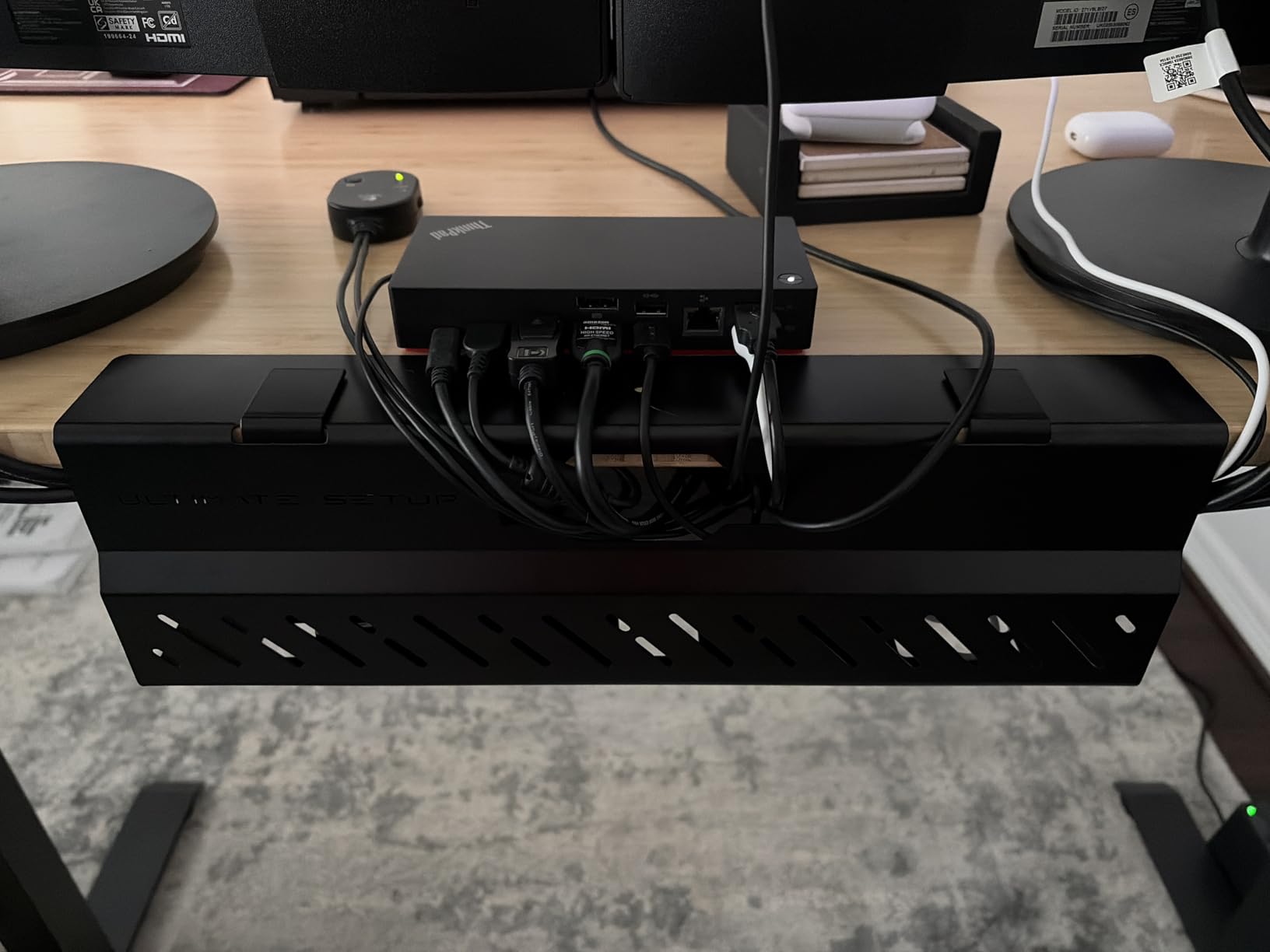 Under Desk Cable Management Tray no Drill - Wire Management - Cord Organizer - Huge Load Capacity - Under Desk Cable Tray no Drill (Black, 2 Pieces Set) customer photo 1