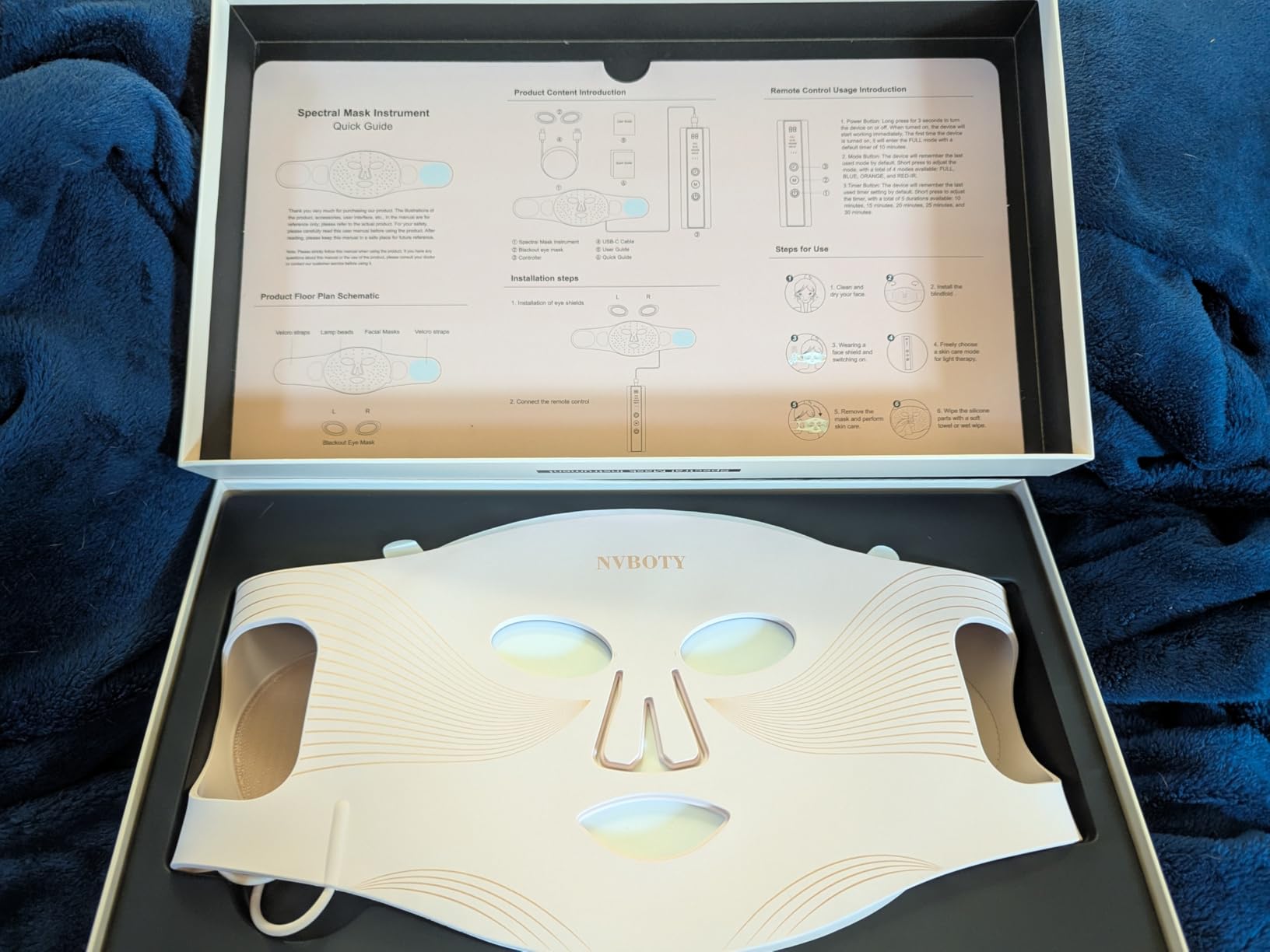 LED Face Mask Light Therapy, 4 Modes Portable Red Light Therapy for Face, 2000mAh Rechargeable Remote, Blue, Orange, 850NM Infrared & Red Light Mask, 400 LEDs, Timing Function, at Home & Travel customer photo 1