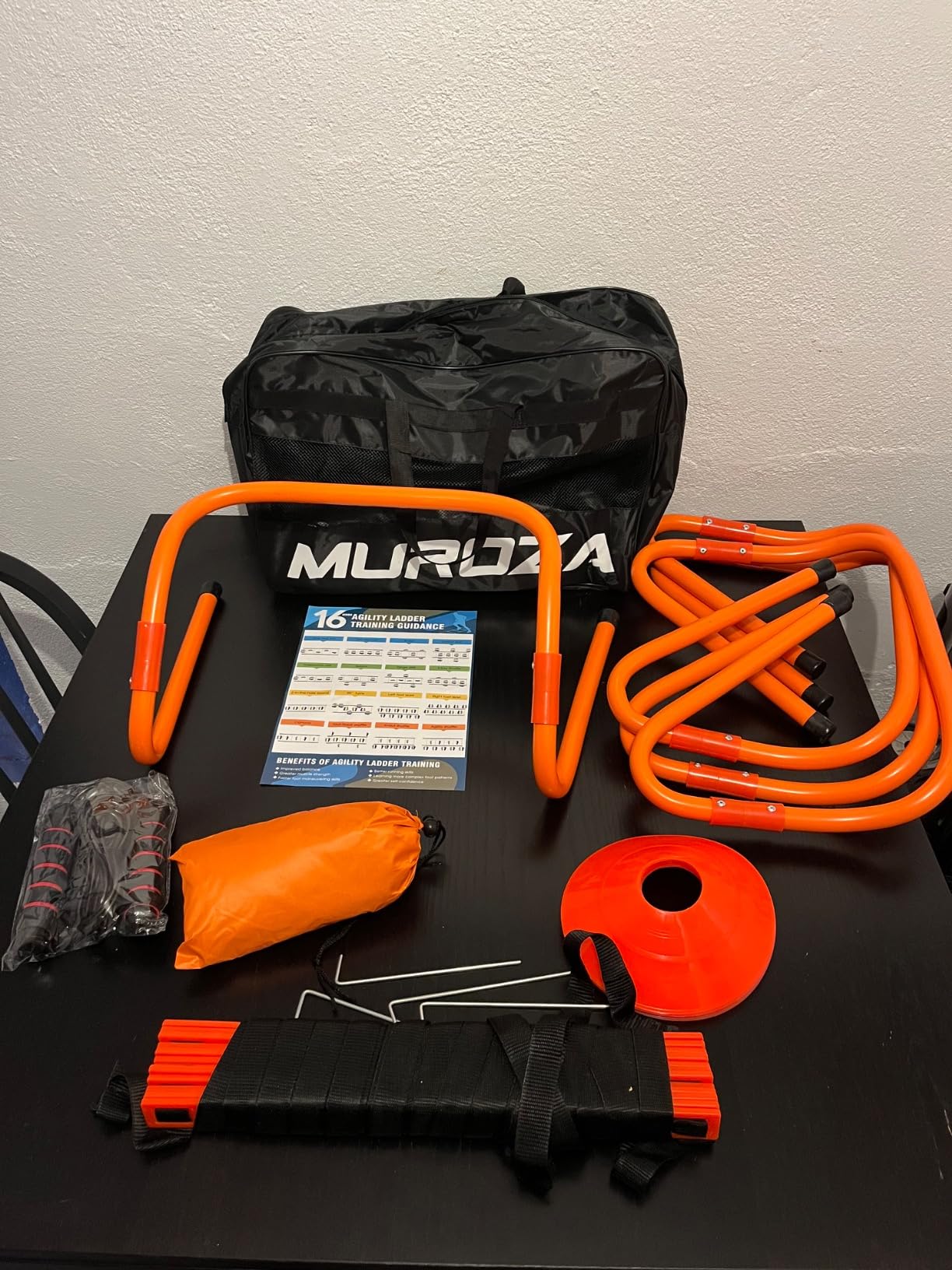 Agility Ladder, Agility Speed Training Equipment Set, 20ft Speed Ladder, 12 Soccer Cones, 4 Hurdles, Jump Rope, Running Parachute, Soccer Football Basketball Training Equipment Accessories customer photo 2