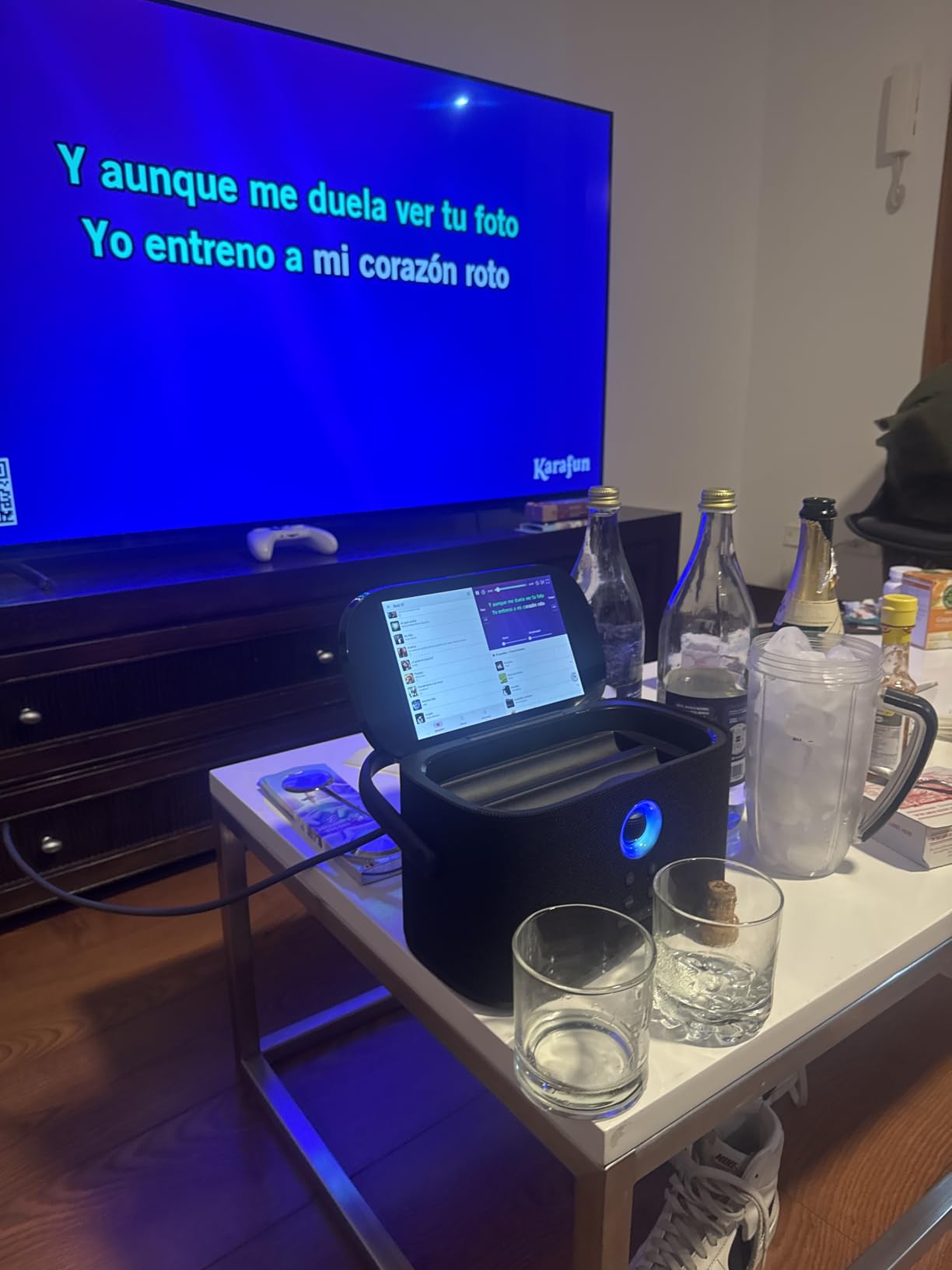 Ikarao Portable Karaoke Machine for Adults, Built-in Lyrics Display and Screen, 2 Self-Charging Wireless Microphones, Karaoke App, 140W Speaker, Connects to TV customer photo 1