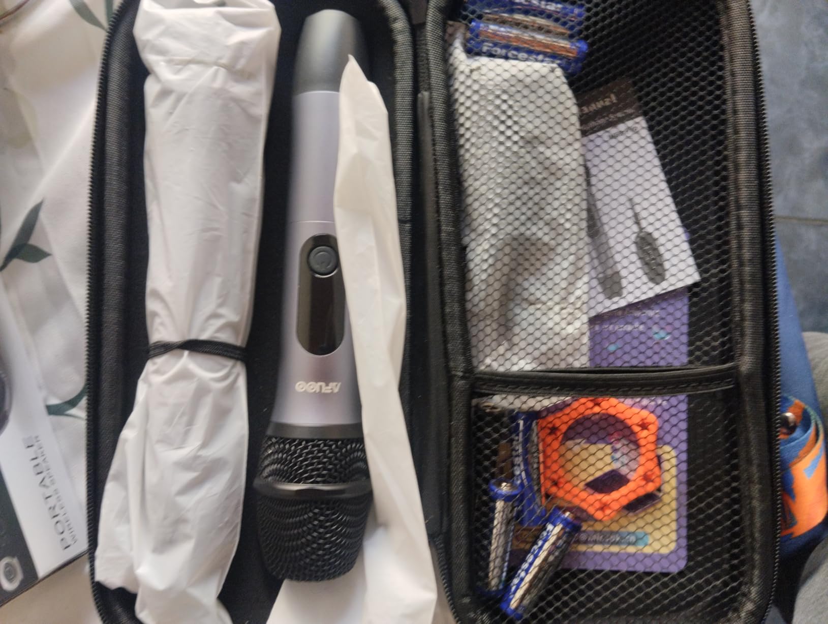 Wireless Microphone Set for Singing, Speech & Karaoke, 2.4GHz Dual-Mic Receiver, 200ft, Storage Bag Included, Metal Cordless Mic 2 Pack for Karaoke Machines, PA Systems, PartyBox, Gray-Blue customer photo 1