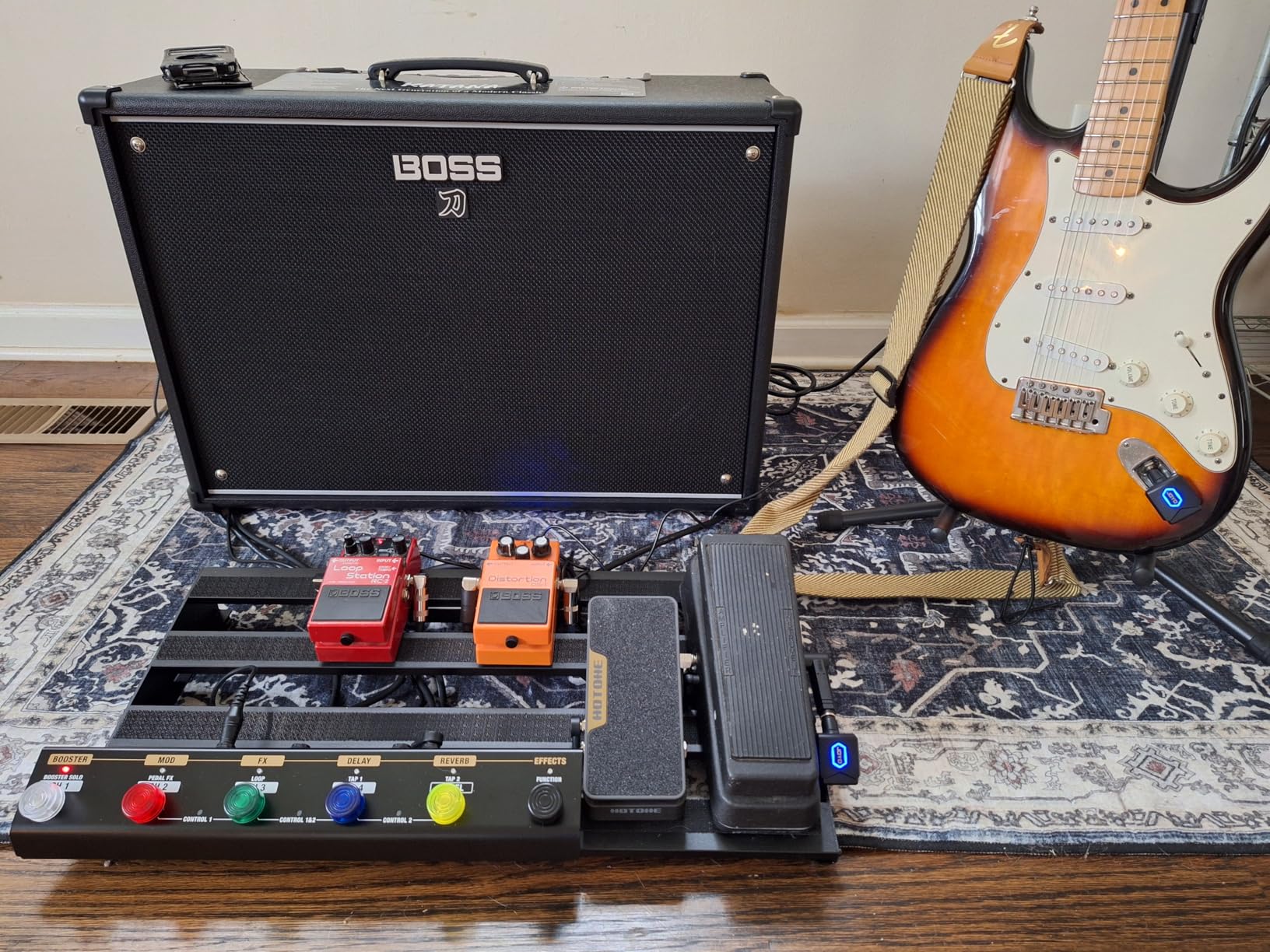 STRICH Guitar Pedal Board with Built-in Power Supply, Pedal Board 15 x 11