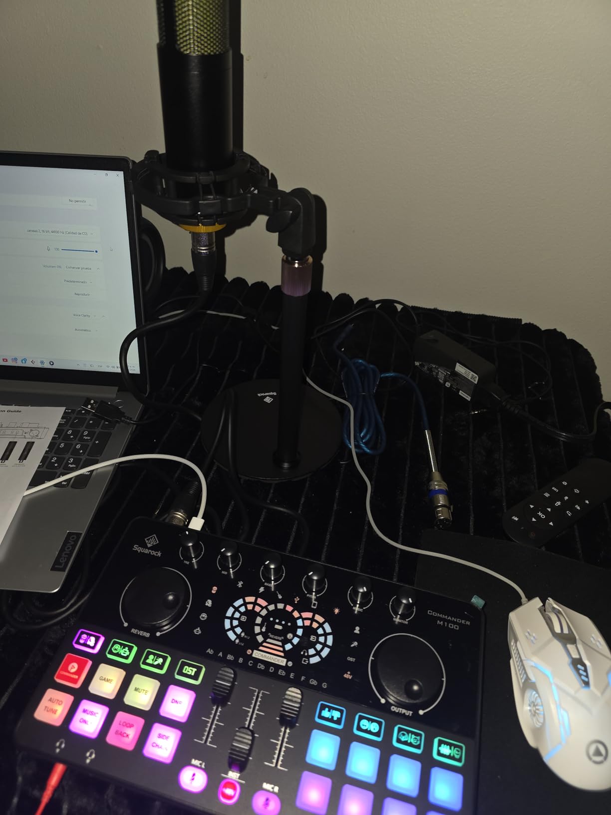 Podcast Equipment Bundle for 2, Audio Interface DJ Mixer with 48V XLR Condenser Microphone, RGB,Voice Change, for Streaming, Podcast Recording,Tiktok,PC, Smartphone COMMANDER M100 3rd customer photo 2