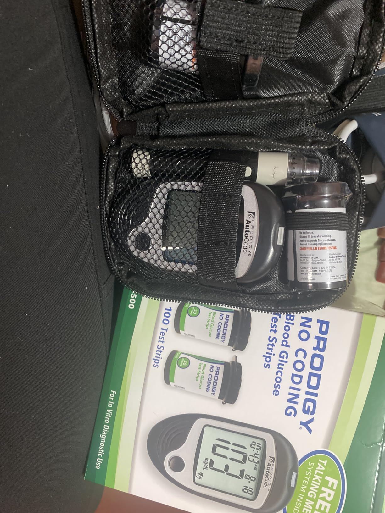PRODIGY 10500 100ct Test Strips with AutoCode Talking Meter Starter Kit, PRODIGY AutoCode Blood Glucose Talking Meter, No Coding Blood Glucose Test Strips (2 vials of 50ct), Adjustable Depth Lancing Device, Twist Top Lancets 28G (10ct), Carrying Case, Quick Reference Guide, Owner's Manual customer photo 1