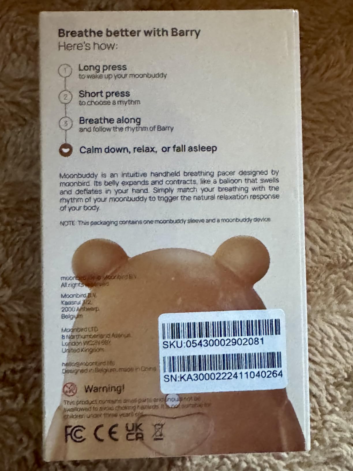 moonbuddy - Tactile Breathing Coach for Kids - Screen-Free Sleep Support & Relaxation Tool - Helps Children Calm Down & Regulate Emotions - Bibi The Bird customer photo 2