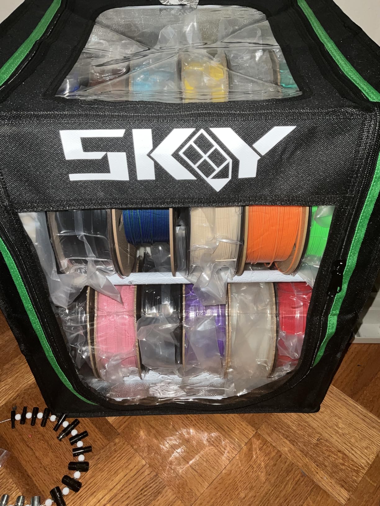 Skouphy 3D Printer Filament Storage Box - 2 Tiers Metal Filament Storage Rack with Cloth Cover,- 3D Filament Holder for Home, Office Workshop, Studio 20 Rolls - Black customer photo 1