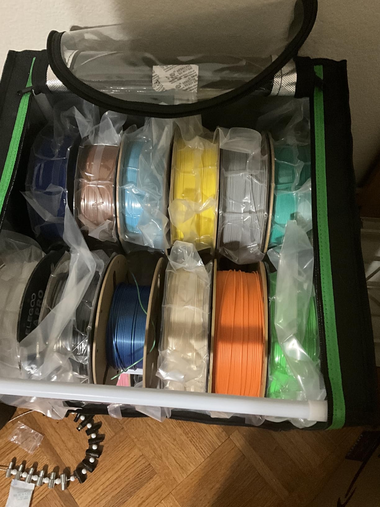 Skouphy 3D Printer Filament Storage Box - 2 Tiers Metal Filament Storage Rack with Cloth Cover,- 3D Filament Holder for Home, Office Workshop, Studio 20 Rolls - Black customer photo 2