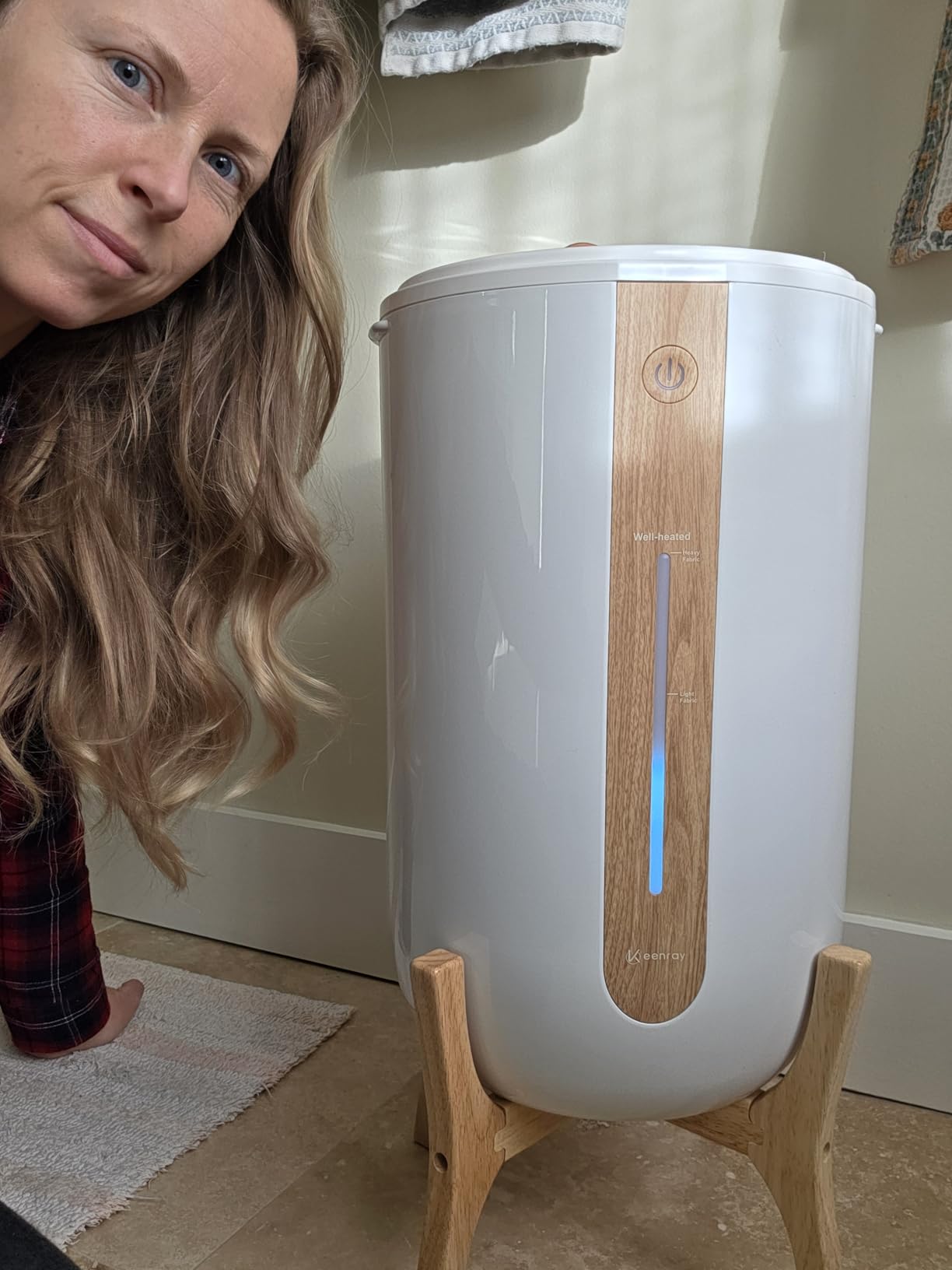 Keenray Towel Warmer for Bathroom, Towel Warmer Bucket with Heating Progress Bar, Fragrance Disc Holder, Leather Handle, Auto Shut-Off Towel Bucket Fits Up to Two 40