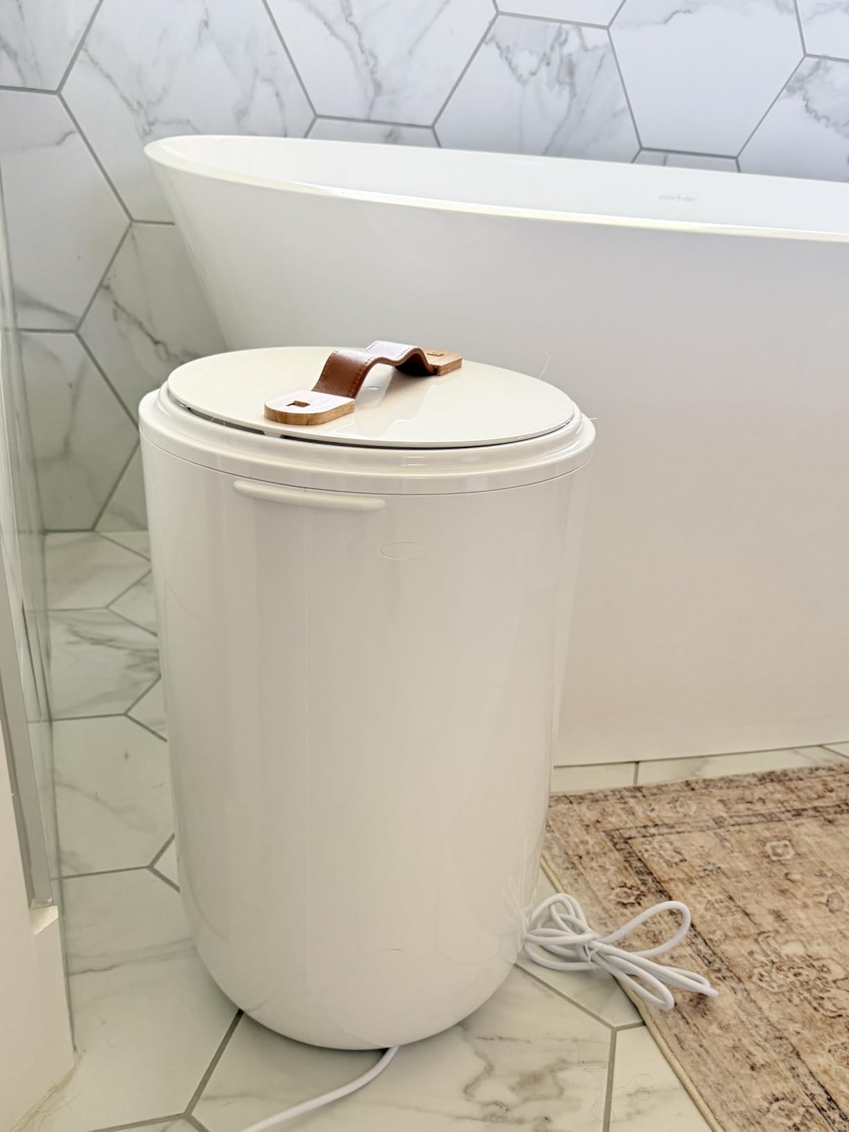 Keenray Towel Warmer for Bathroom, Towel Warmer Bucket with Heating Progress Bar, Fragrance Disc Holder, Leather Handle, Auto Shut-Off Towel Bucket Fits Up to Two 40