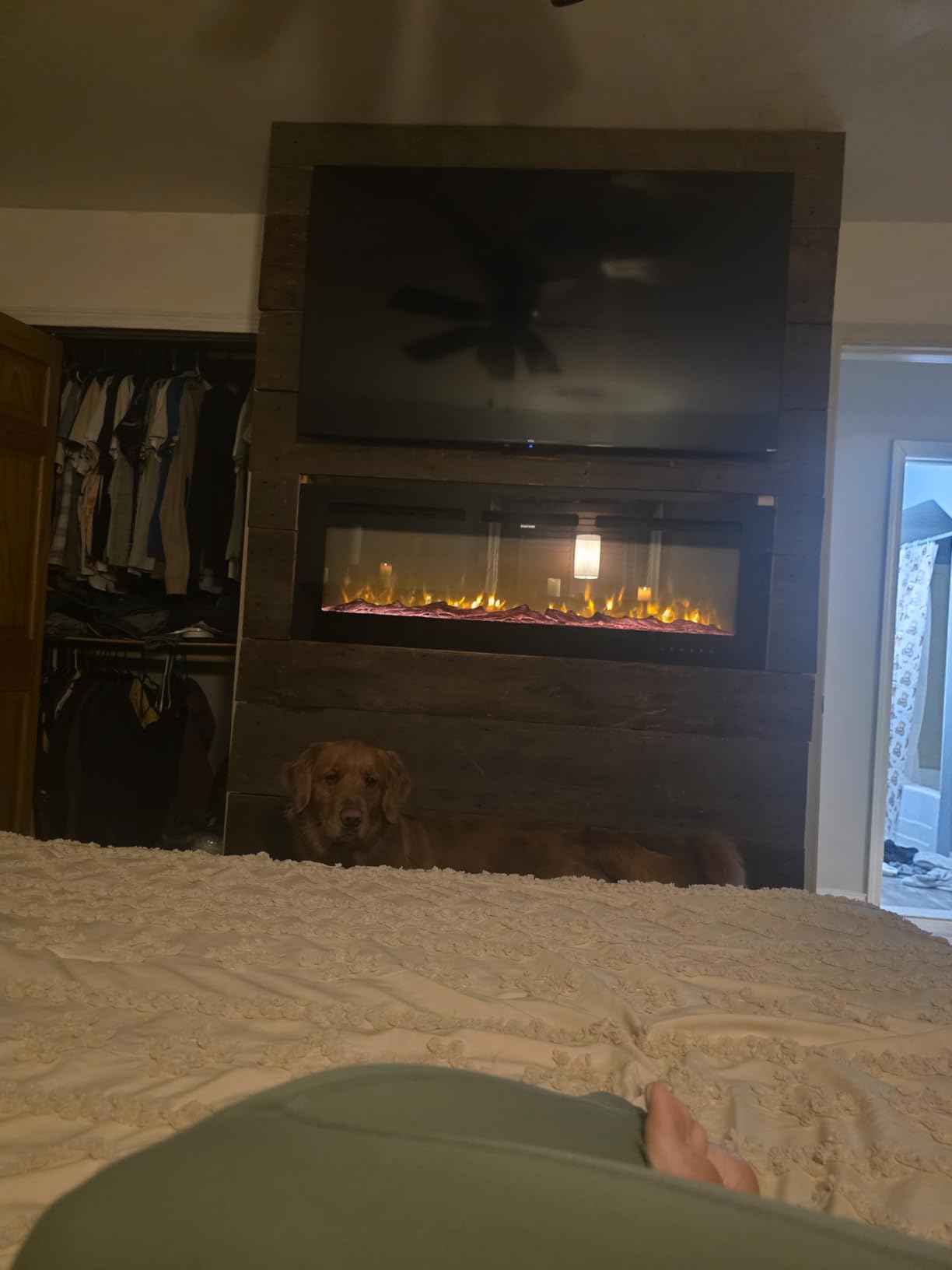 EUHOMY 60 Inch Electric Fireplace Wall Recessed and Wall Mounted with Adjustable Flame Color, Fireplace Heater with Remote Control, Linear Fireplace with Timer, Touch Screen, Log & Crystal, 750/1500W customer photo 2