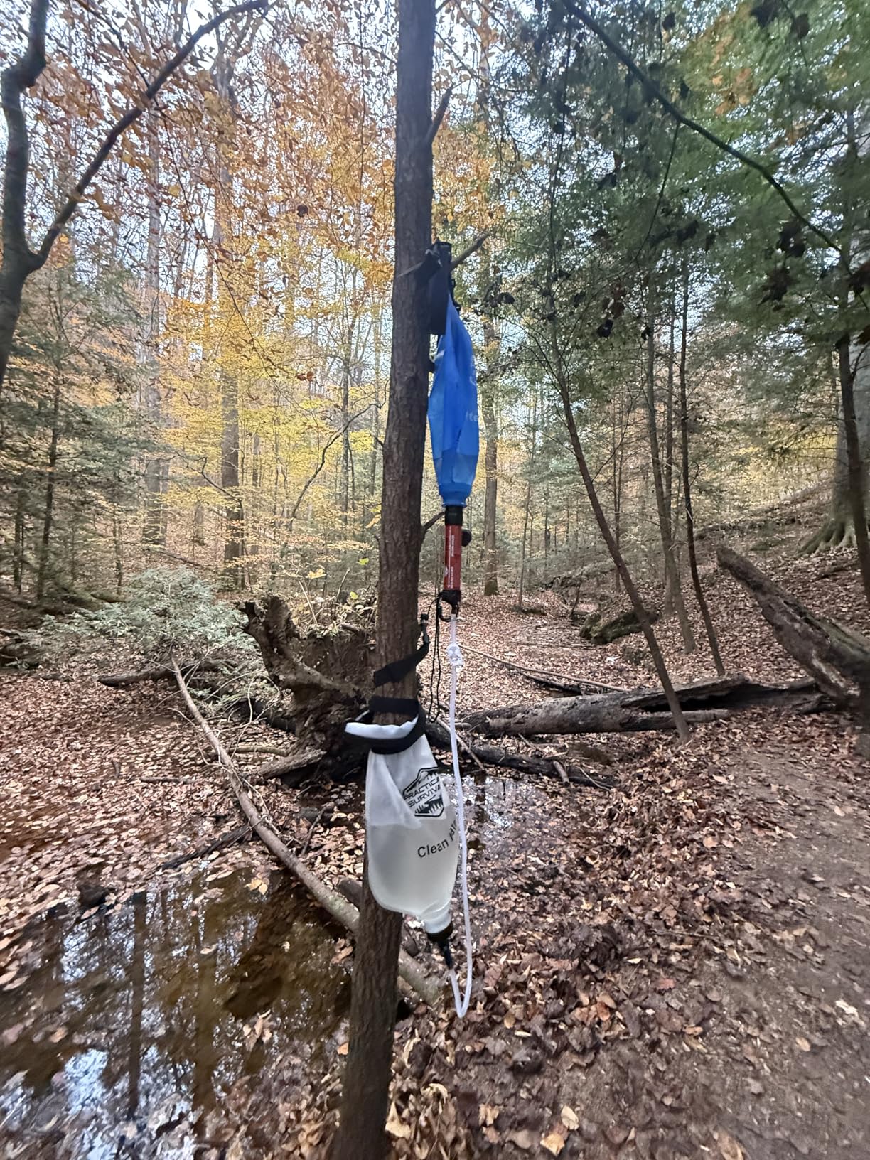 Gravity Water Filtration System - 2 High Capacity Lightweight Hanging Bags for Backpacking, Camping, Survival, Hiking, Hunting - Dirty, Clean Water Bags, Water Filter and Cleaning Plunger Included customer photo 1