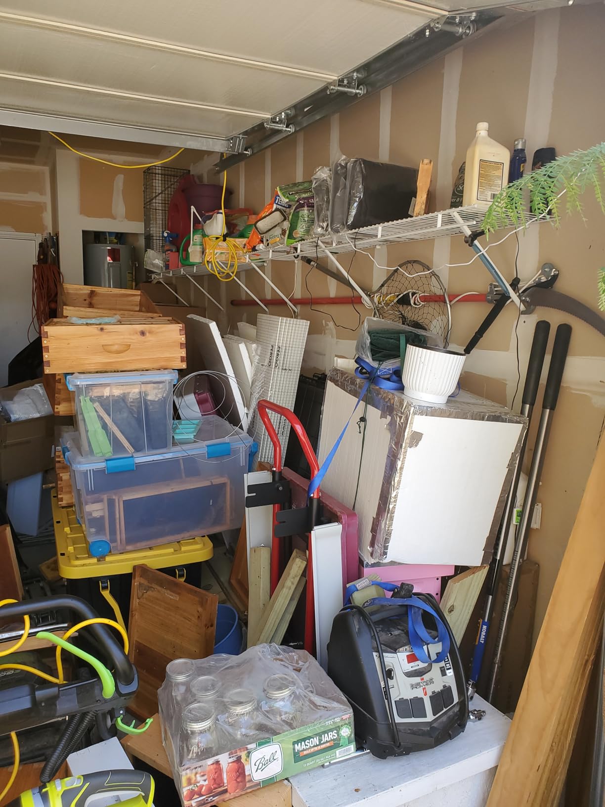 Overhead Garage Storage Rack - 4x8 FT Garage Ceiling Storage Racks with Safety Lock, Heavy-Duty Ceiling Mounted Lift System and Storage Organizer, Ideal for Maximizing Overhead Space, 325 lbs Capacity customer photo 1