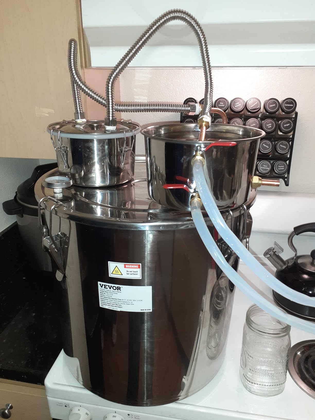 VEVOR Alcohol Still 13GAL/50L, Alcohol Distiller with Thumper Keg, Distillery Kit for Alcohol with Copper Tube & Build-in Thermometer & Water Pump customer photo 1
