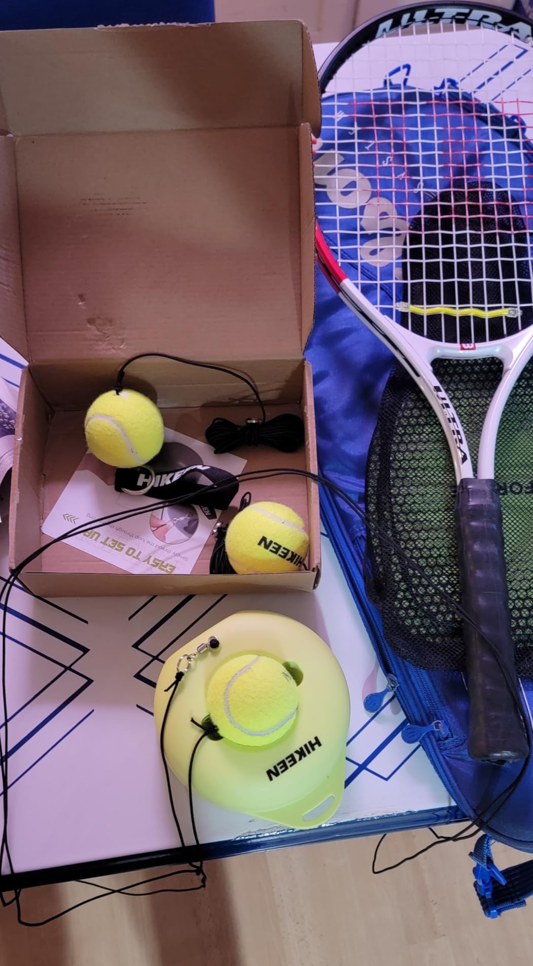 Hikeen Premium Tennis Trainer Rebound with Metal Base,Portable Solo Tennis Trainer Set with 3 Highly Elastic String Balls,Tennis Practice Equipment for Adult Kids an Beginners customer photo 1