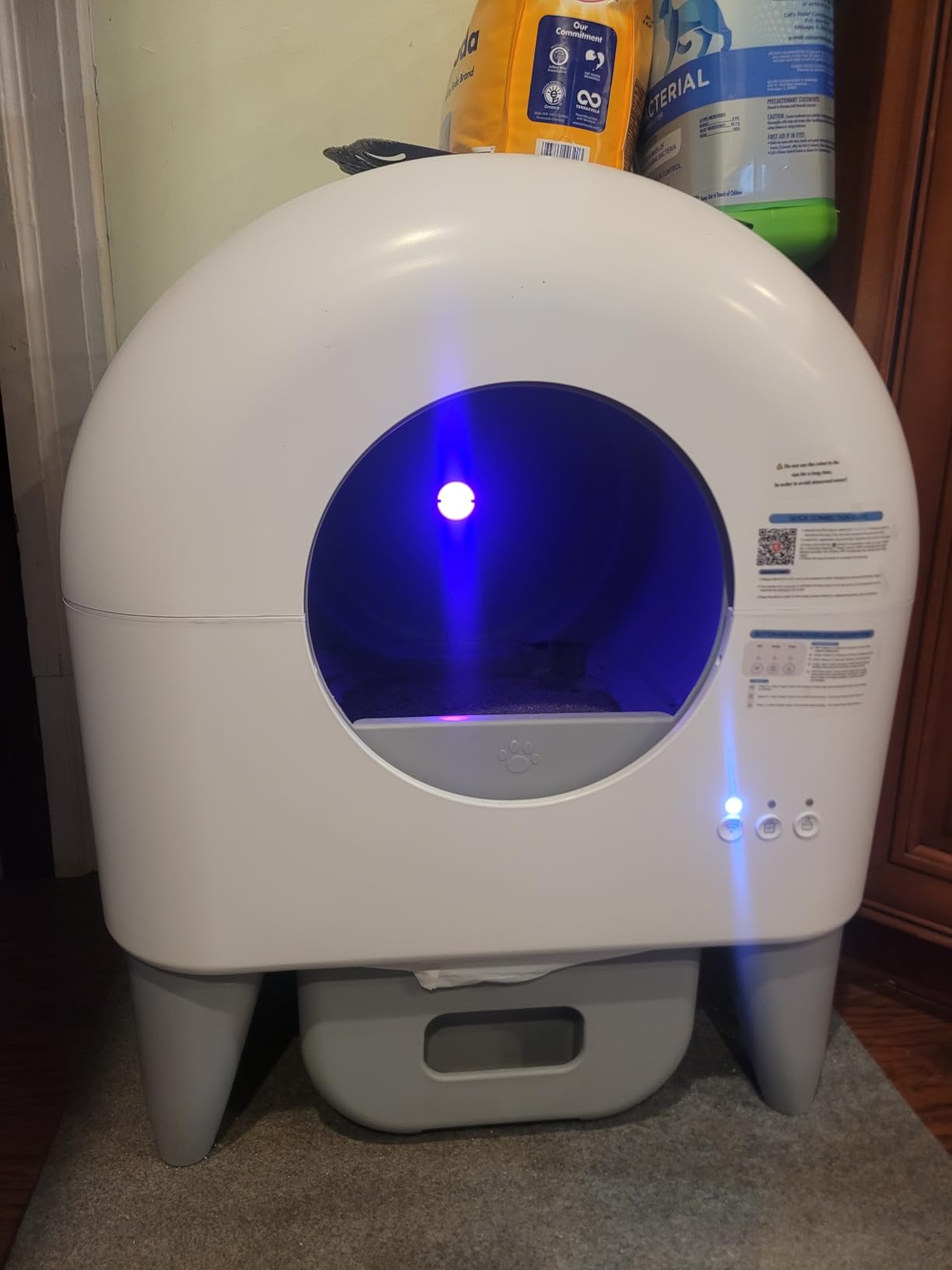 Automatic Cat Litter Box Self Cleaning Litter Box Large Capacity for Multiple Cats, App Control with Safety Sensors, Removable Washable Liner,2 Rolls Garbage Bags,Grey customer photo 1