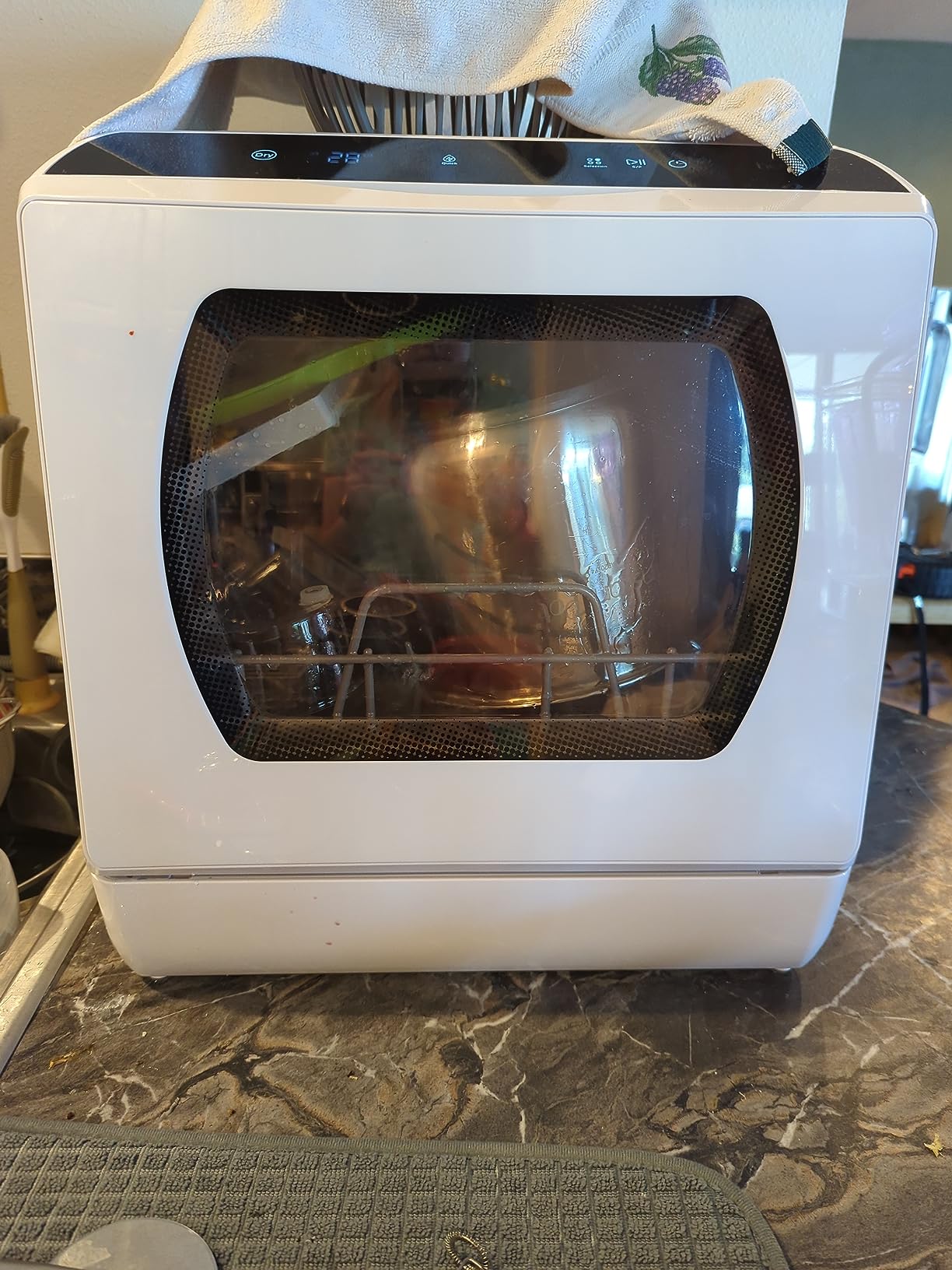 Hermitlux Countertop Dishwasher, 7 Washing Programs Portable Mini Dishwasher with 5-Liter Built-in Water Tank for Apartments & RVs, LED Light, Glass Door, No Hookup Needed customer photo 2