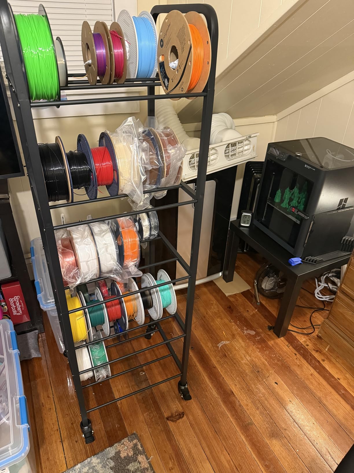 5-Tier 3D Printer Filament Storage Rack with Wheels, Rolling Spool Holder Stand Cart, Holds up to 60x1kg Spools, Heavy Duty Metal Filaments Organizer Shelf for Printing Studio Office Workshop customer photo 1