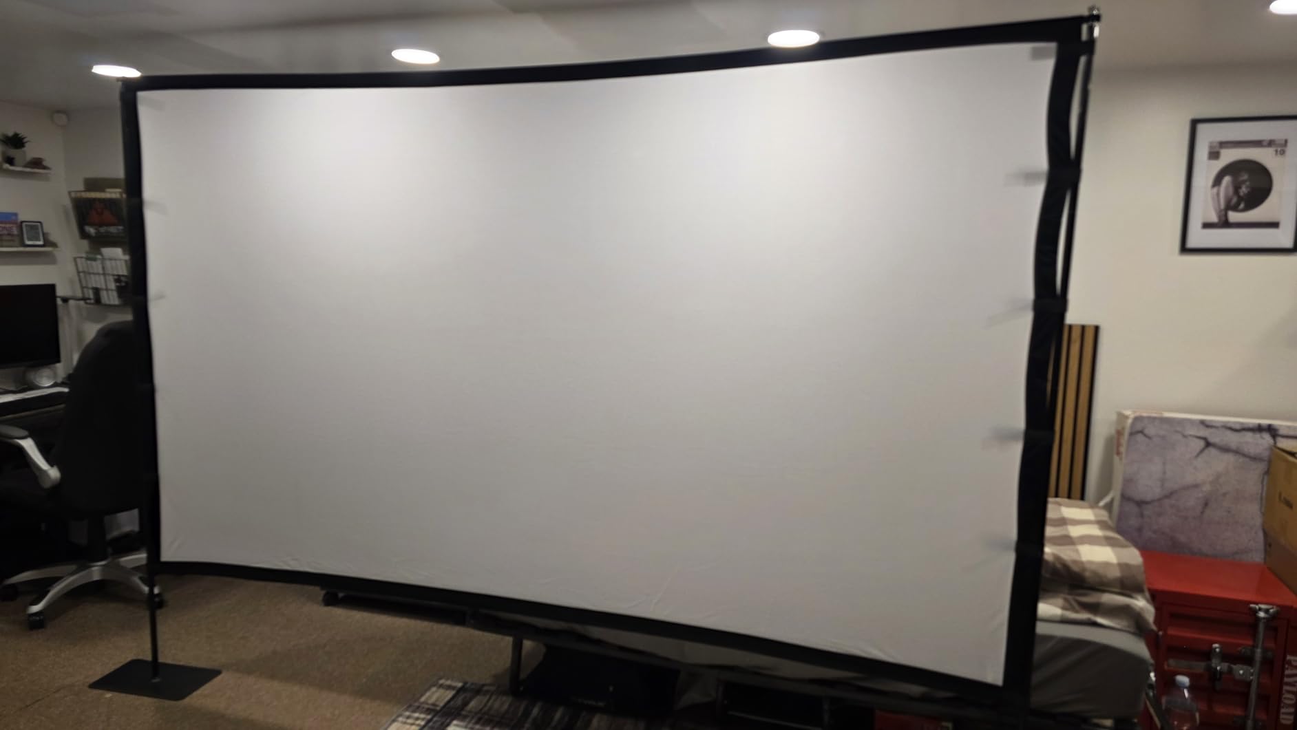 Outdoor Projector Screen with Stand - 120 inch Portable Projector Screens Indoor Outdoor Projector Screen 16:9 4K HD Outdoor Movie Screen with Carry Bag,Enjoy Home Theater Projection Screen customer photo 2