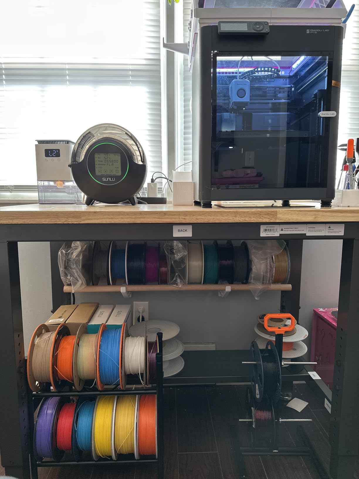 Desktop 3D Printer Filament Storage Rack - Tabletop 2-Tier Organizer for Filament Spools, Holds 5 Spools per Layer, for PLA/ABS/TPU Filament (2-Tier) customer photo 1
