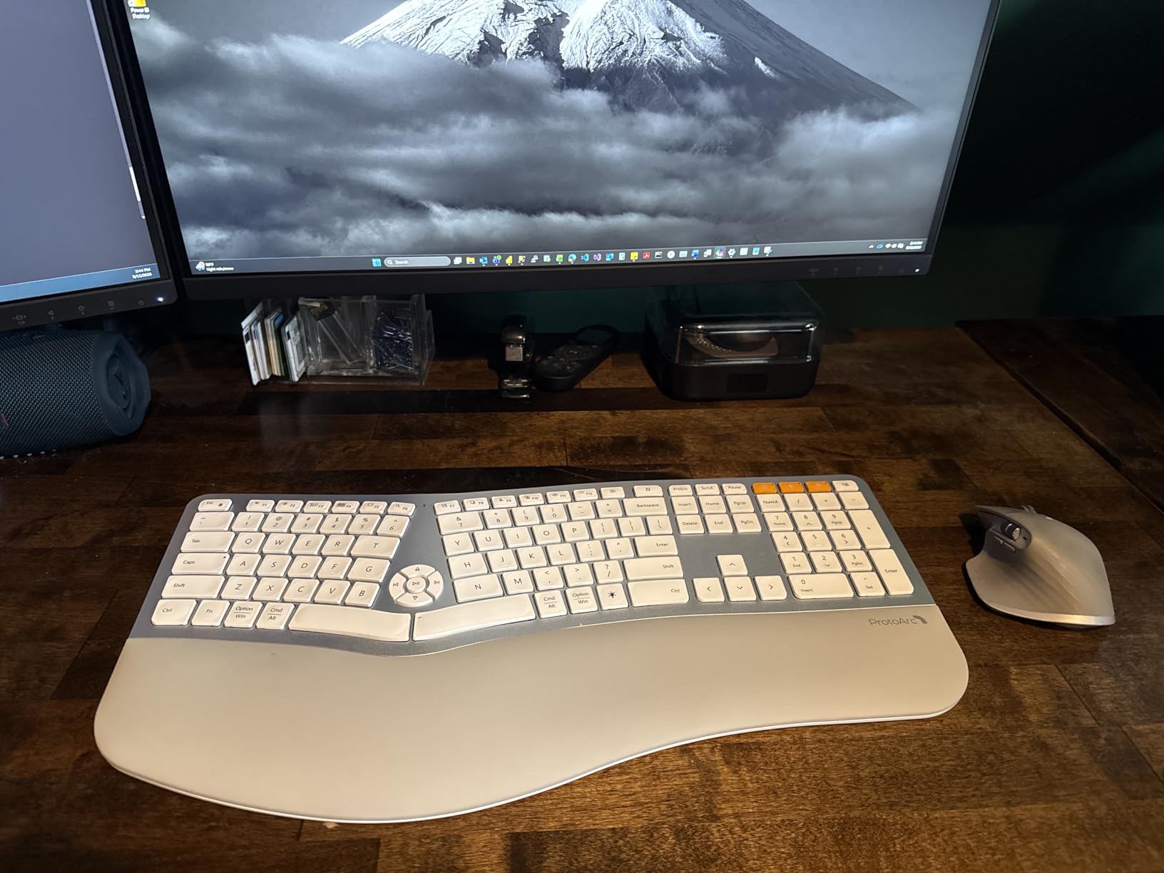 Backlit Bluetooth Ergonomic Keyboard, ProtoArc EK01 Plus Full Size Wireless Split Keyboard with Dual Bluetooth and USB, Cushioned Wrist Rest, Rechargeable for Windows/Mac/Android, Grey Black customer photo 1