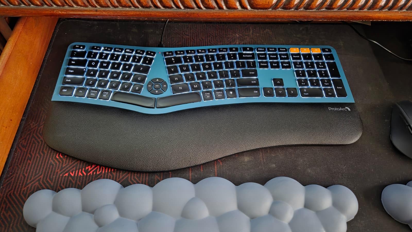 Backlit Bluetooth Ergonomic Keyboard, ProtoArc EK01 Plus Full Size Wireless Split Keyboard with Dual Bluetooth and USB, Cushioned Wrist Rest, Rechargeable for Windows/Mac/Android, Grey Black customer photo 2