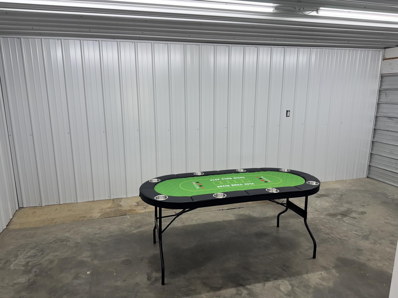 8 Player Poker Table with 2 Interchangeable Game mats, Texas Hold'em Poker and Blackjack, Collapsible Casino Table with Padded Rails and XXL Cup Holders for Wine and Whiskey Glasses, (71 in) customer photo 2