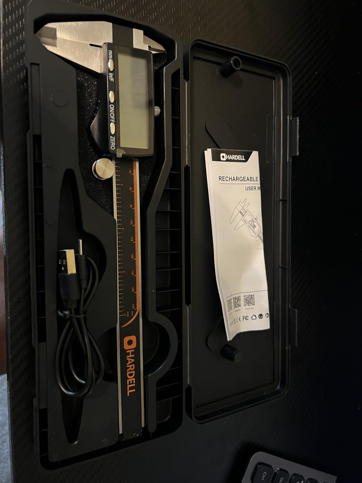 HARDELL Digital Caliper, Rechargeable Calipers with Large LCD Screen, Stainless Steel Caliper Measuring Tool, Auto-Off Micrometer, Inch/MM/Fraction for DIY/Household/3D-printing customer photo 1