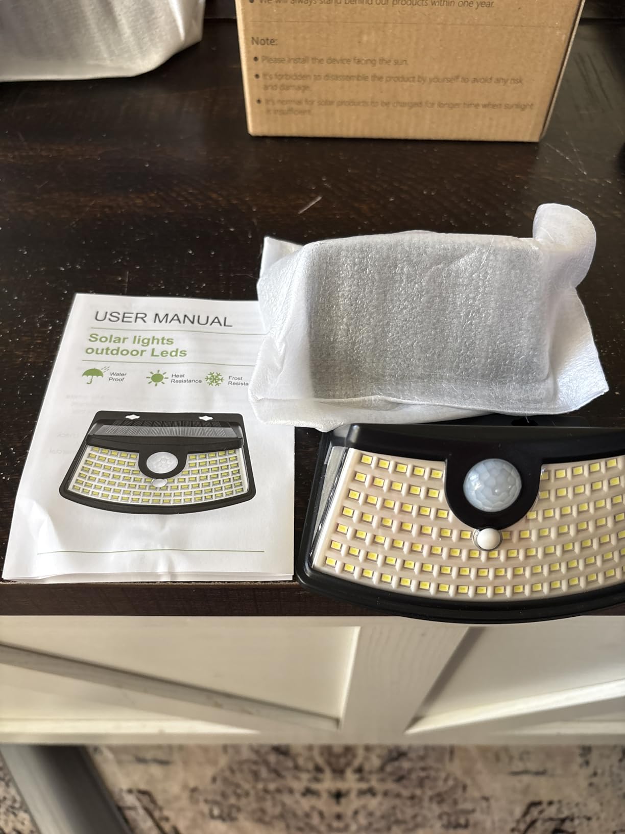 Aootek New Solar Motion Sensor Lights 120 LEDs with Lights Reflector, 270° Wide Angle, IP65 Waterproof, Step Lights for Front Door, Yard, Garage, Deck (Black, Daylight White, 6-Pack) customer photo 1