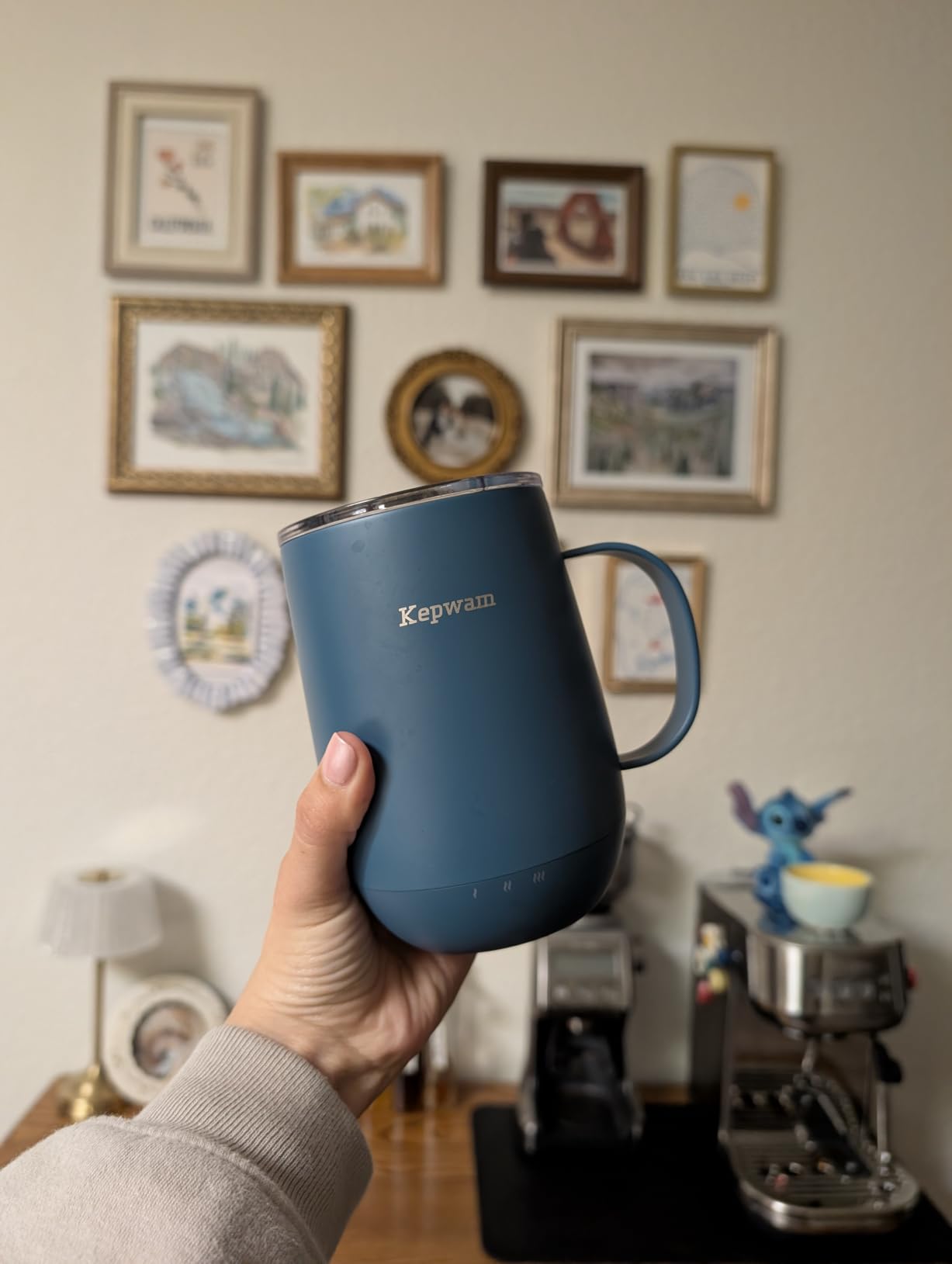 Kepwam Self Heating Coffee Mug T2, 16oz Smart Heated Coffee Mug, 150 Min Battery Life - Hot up to 149°F Temperature Control Coffee Mug Warmer, Gifts for Dad Mom (No APP) customer photo 1