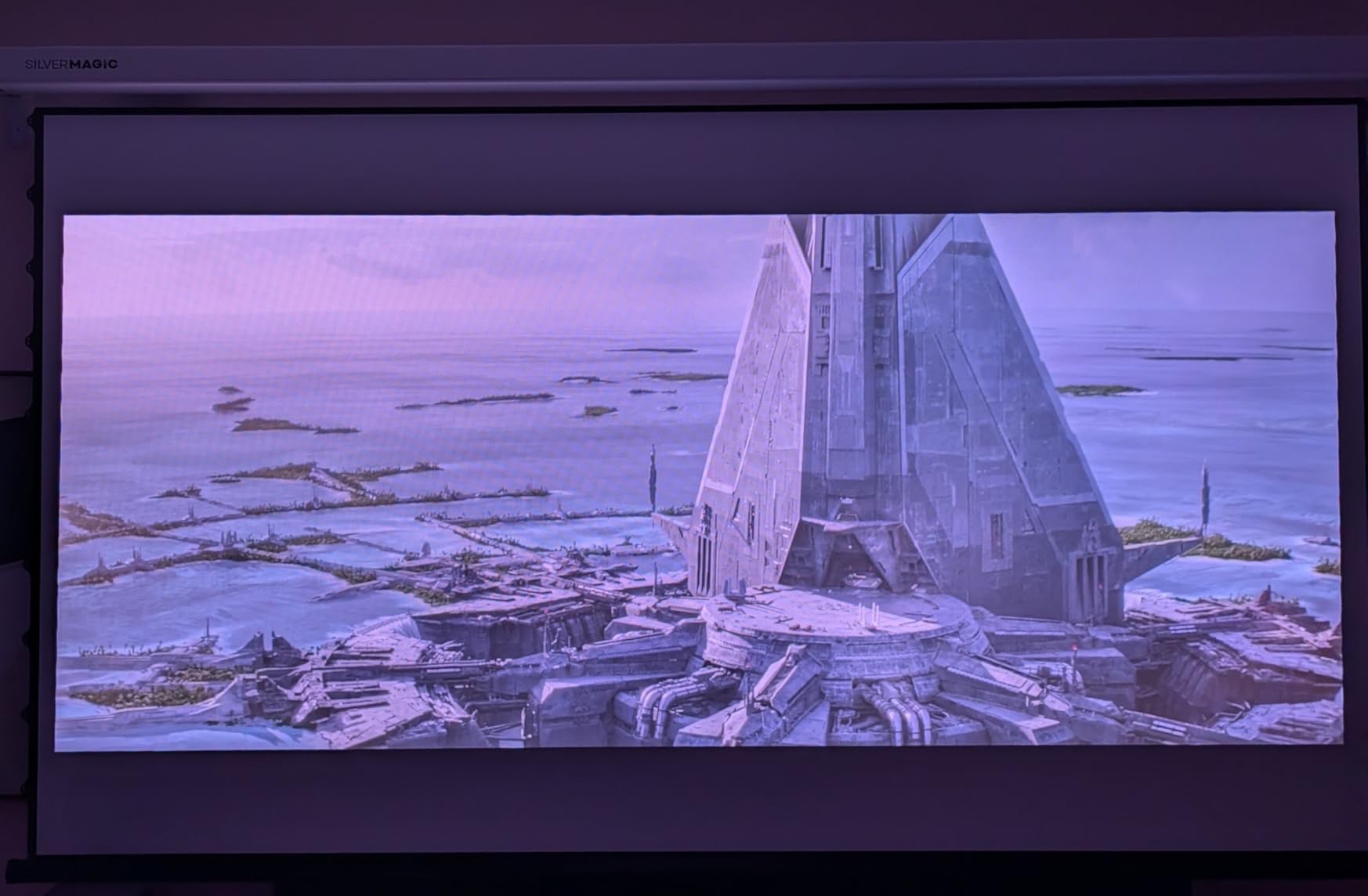 ALR Tensioned Motorized Projector Screen by SilverMagic - Tab Tensioned and Modern Design Gray Screen with White Aluminum case for Home Theater/Living Room/Patio/Office/Classroom - 100 inch 16:9 customer photo 2