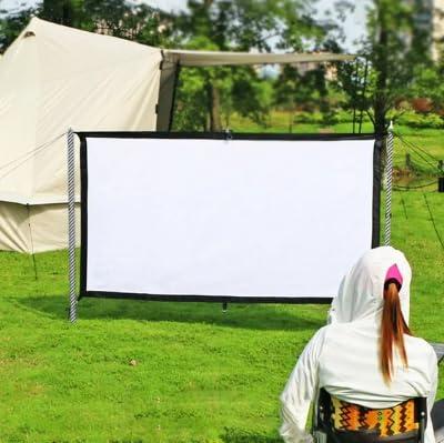 Outdoor Projector Screen with Stand - 120 Inch Portable Projector Screen Indoor and Outdoor Projector Screens 16:9 4K HD Wrinkle Free Lightweight Movie Screen with Carry Bag,Enjoy Movie Nights customer photo 1