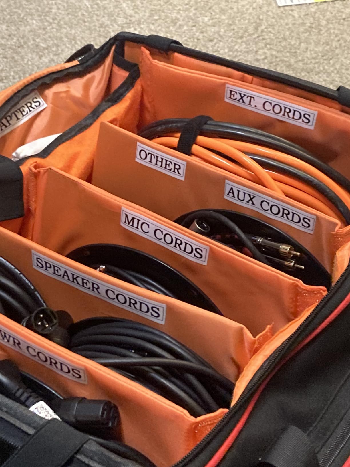 BOSSTIN Rolling DJ Cable Bag with Wheels, DJ Gig Bag Case for Equipment with 15.6