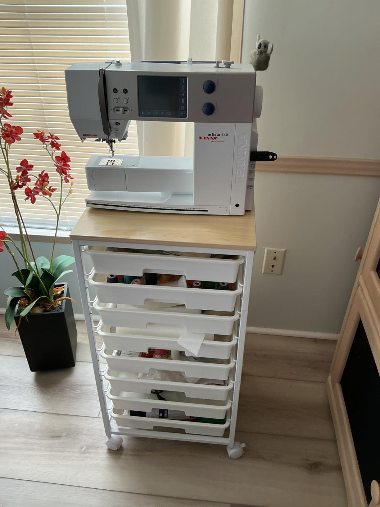 Rolling Storage Utility Cart Organizers with 8 Drawers and Wooden Tabletop for Living Room, Office, Classroom, Craft Room, Bedroom, Dorm, Green customer photo 1