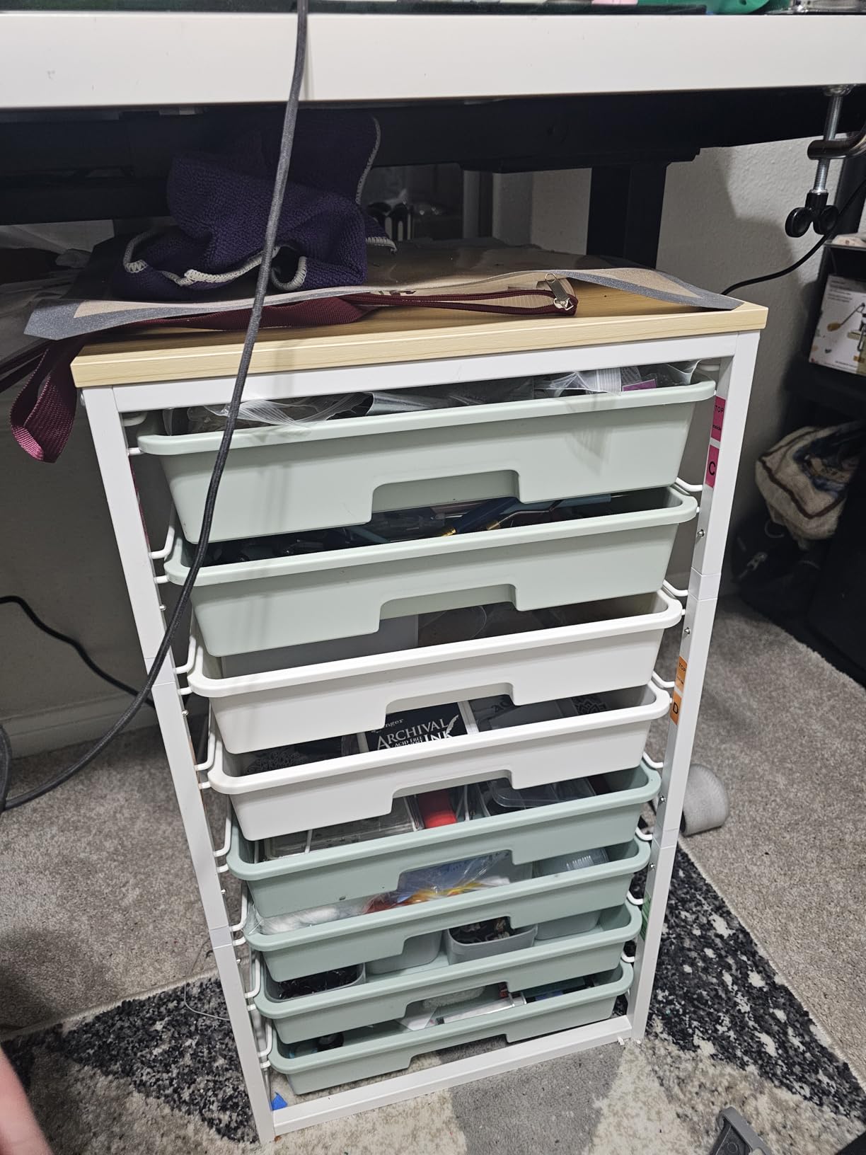 Rolling Storage Utility Cart Organizers with 8 Drawers and Wooden Tabletop for Living Room, Office, Classroom, Craft Room, Bedroom, Dorm, Green customer photo 2