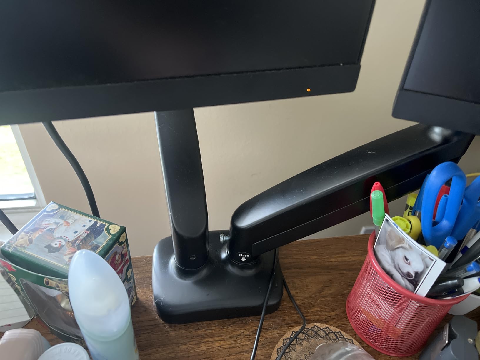 Mount-It! Dual Monitor Desk Mount - Full Motion Gas Spring Arms, Fits 13 to 32 Inch Screens, Holds 17.6 lbs per Arm, Dual Monitor Stand, VESA Mount, C-Clamp & Grommet Base customer photo 2