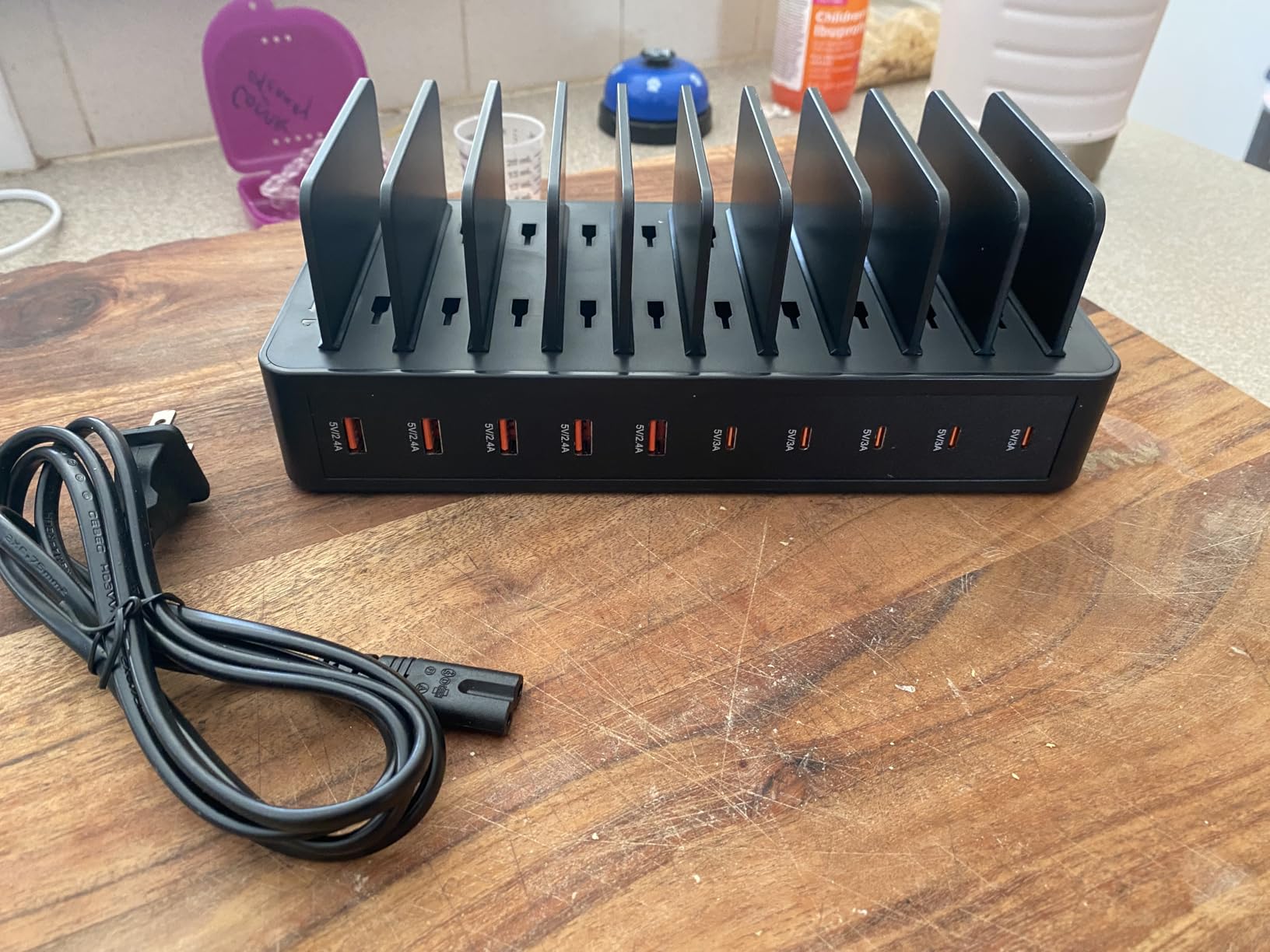 60W Charging Station for Multiple Devices, 10-Port USB Fast Charging Station with Adjustable Dividers - Device Organizer Charging Dock for iPhone, Android, iPad, Tablets & More customer photo 1