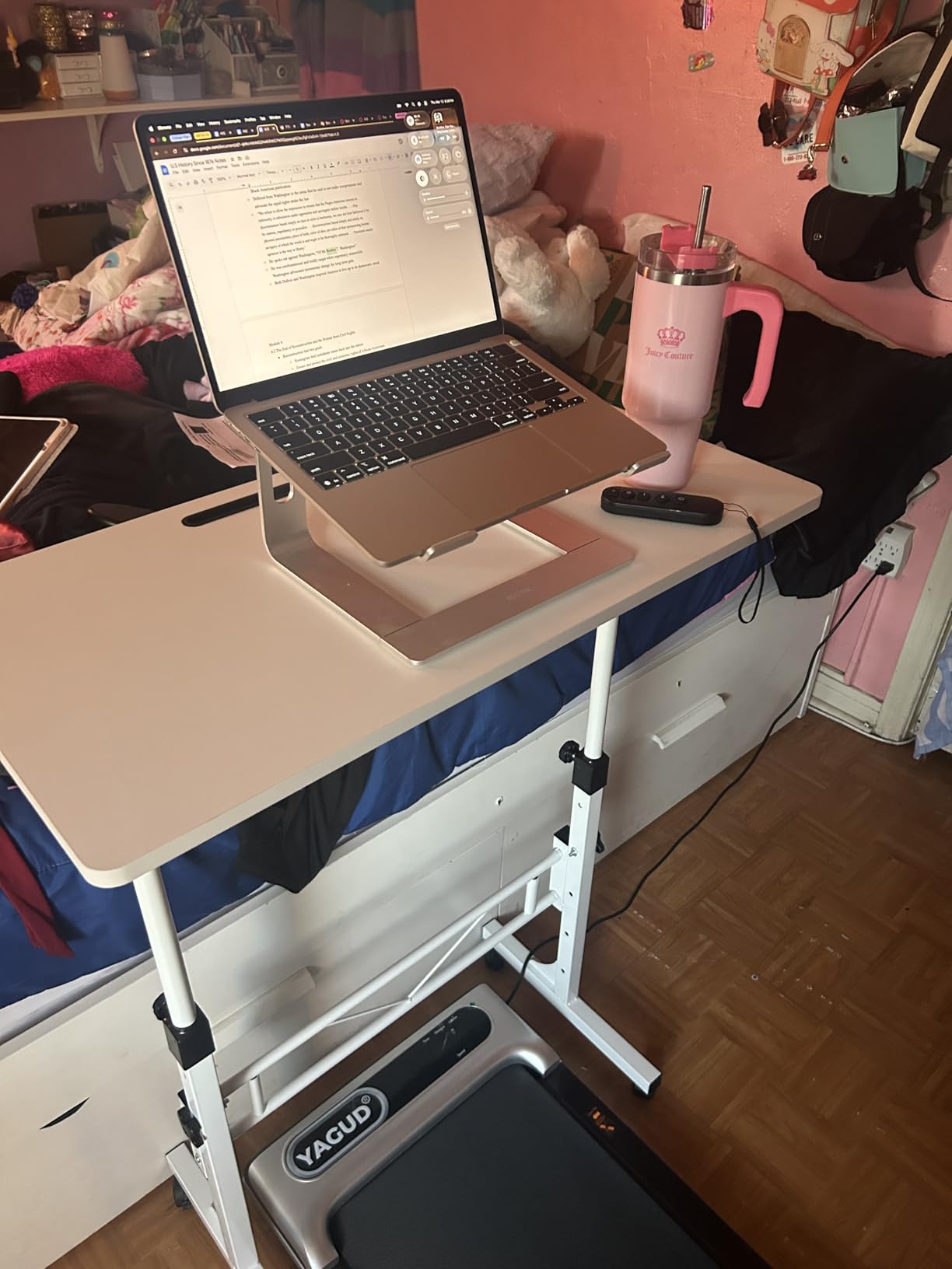 Small Standing Desk Adjustable Height, Mobile Stand Up Desk with Wheels, 32 Inch Portable Rolling Desks Conference Room Tables for Walking Pad Treadmill Black customer photo 1