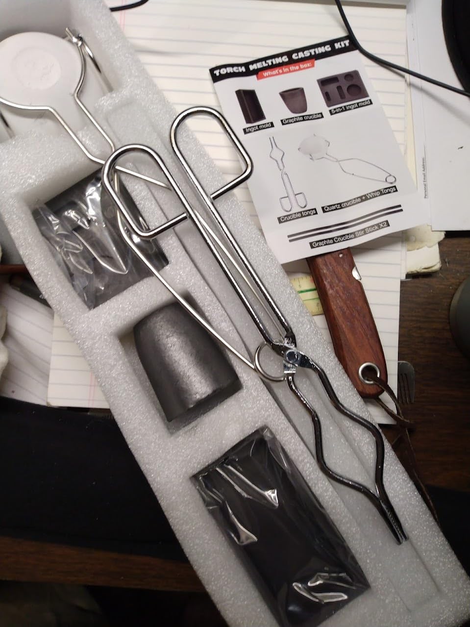 Nelyrho 8-in-1 Metal Casting Kit - Graphite Crucible, Graphite Ingot Molds, 2 Stir Rods, Quartz Cup & Tongs - Complete Set for Melting Gold, Silver, Aluminum, Brass customer photo 2