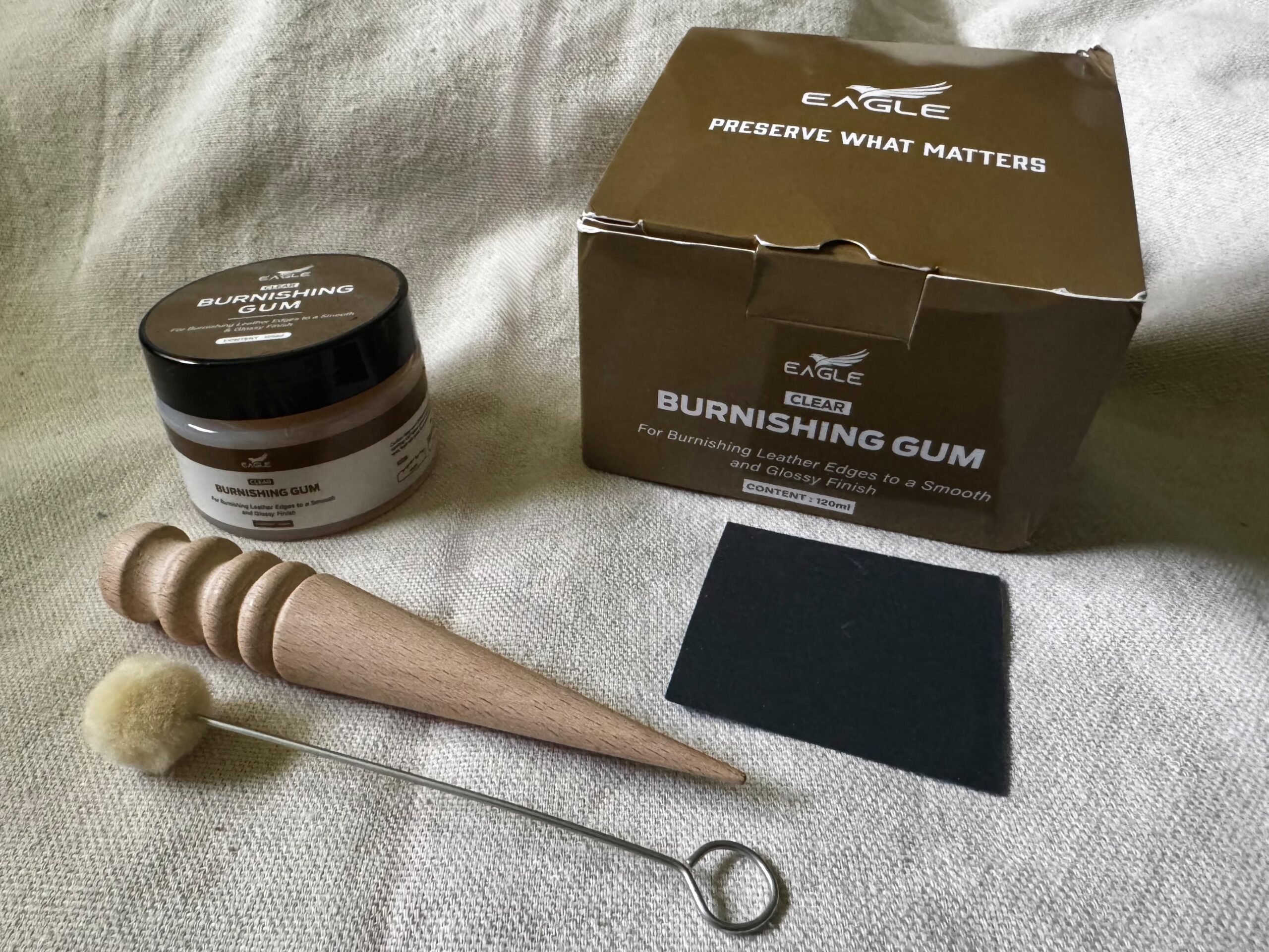 Leather Burnishing Gum Edge Finish Kit - Clear Leather Edge Sealer for Smooth Glossy - 4oz with Wood Slicker customer photo 2
