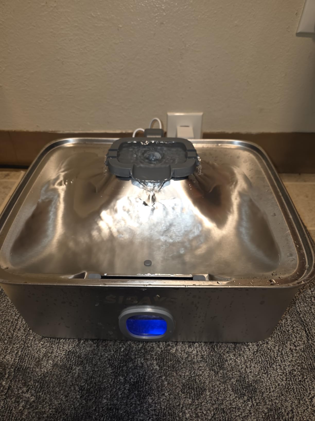 SIBAYS 4Gal/15L Large Dog Water Fountain, Stainless Steel Pet Fountain with Water Window & LED Light, Ultra Quiet Automatic Dog Water Bowl Dispenser for Large Dogs & Multi-pet, Easy to Clean FS76 customer photo 2