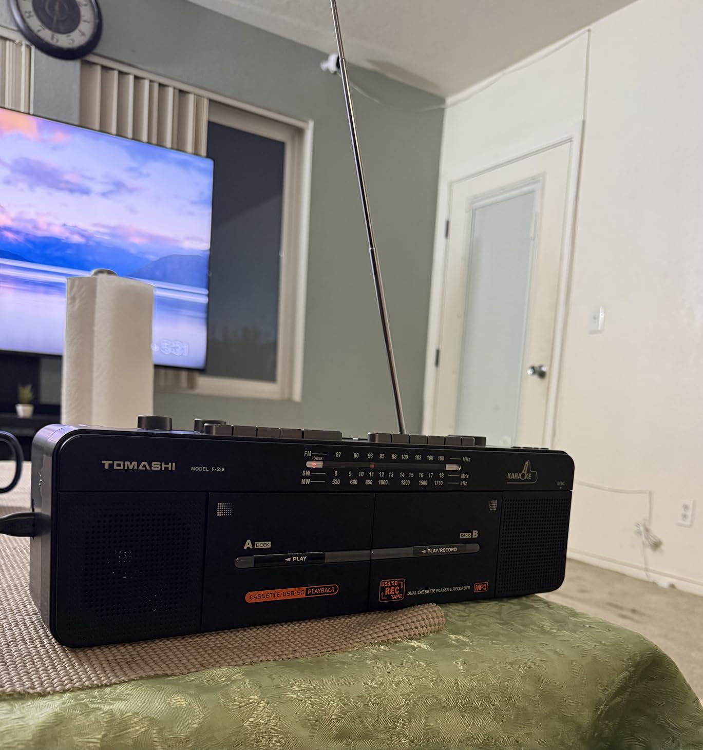 Cassette Tape Player with Stereo Sound, Dual Tape Decks, 3-Band Radio, USB/TF Card Playback, and Tape-to-USB/TF Card Recording Function customer photo 2