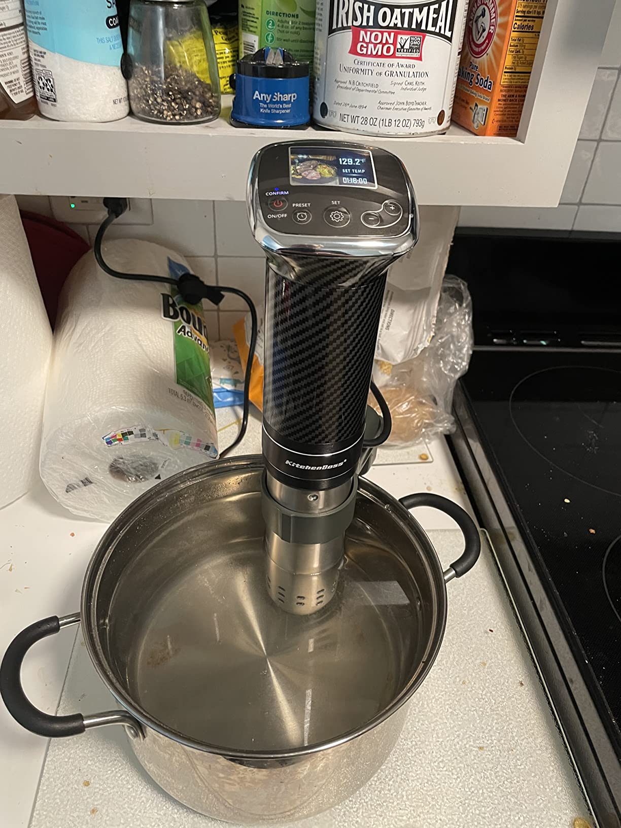 KitchenBoss Wifi Sous Vide Cooker: Sous Vide Machine Ultra-quiet 1100W Precision Cooking Machine Built-in TFT Recipes, IPX7 Waterproof Immersion Circulator Precise Temperature Control, Carbon Black customer photo 2